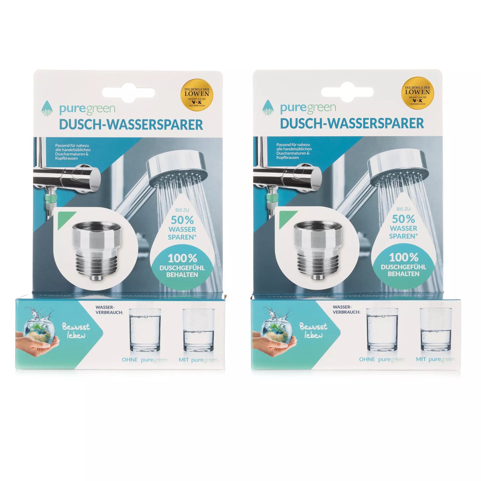 Puregreen Wassersparer Für Handelsübliche Kopf- & Handbrausen Spart 50% Wasser - Qvc.de