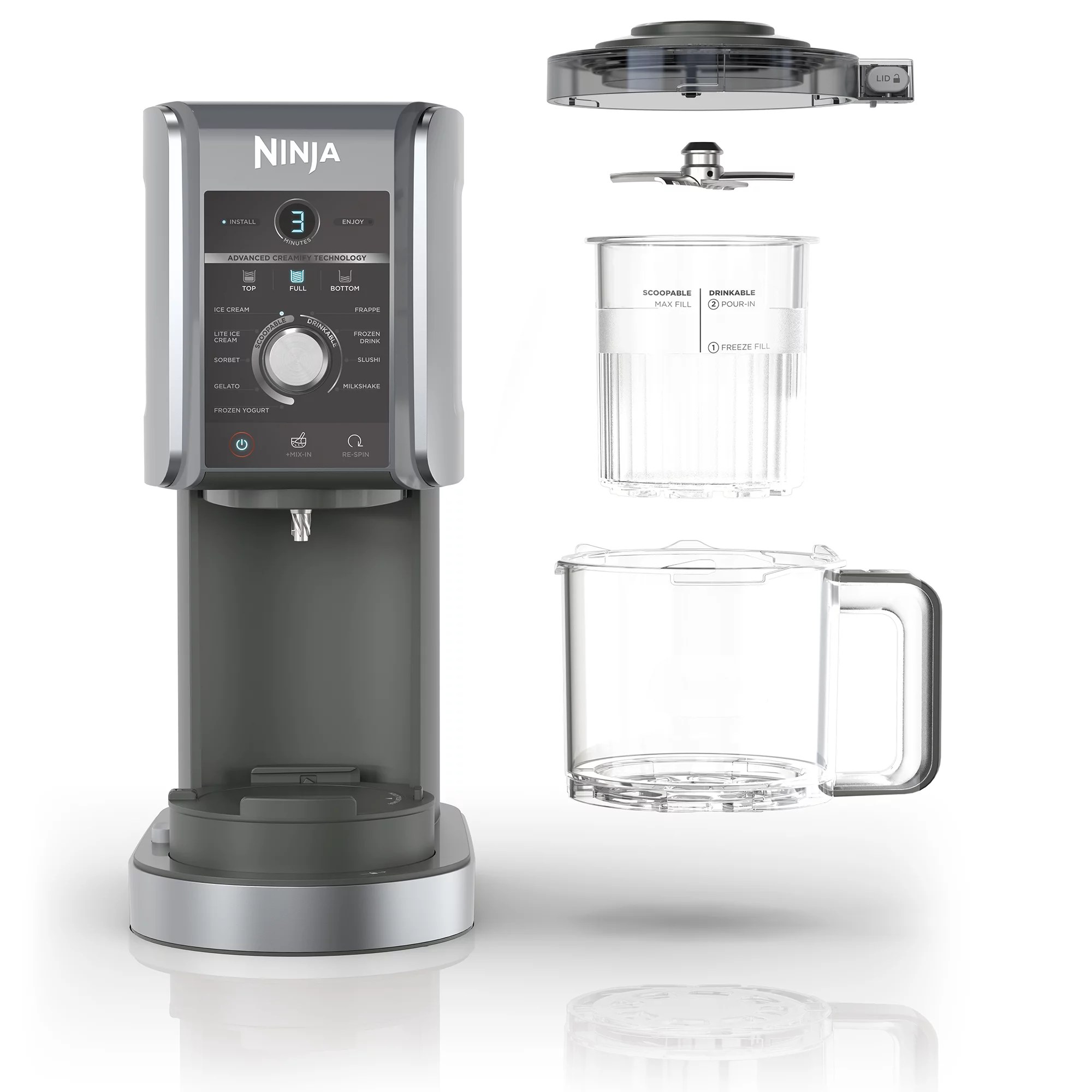 NINJA CREAMi Deluxe Eismaschine NC501EU 3x 680ml Becher QVC.de