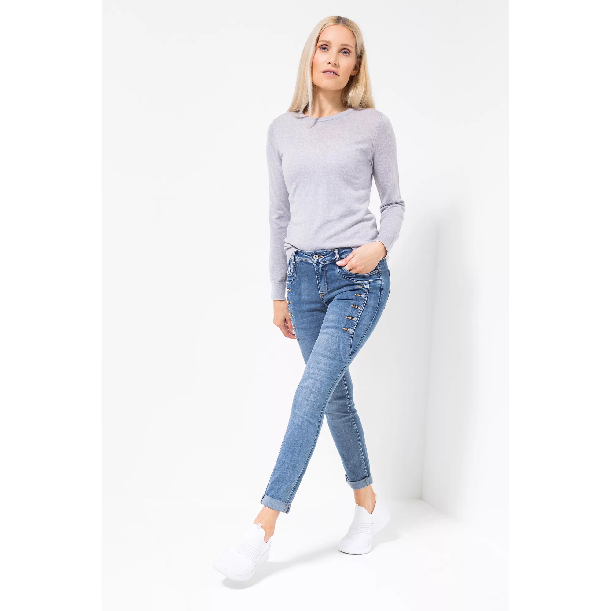 BWare DINE 'N' DANCE Jeans Salsa Strassdetails Umschlag am Saum QVC.de