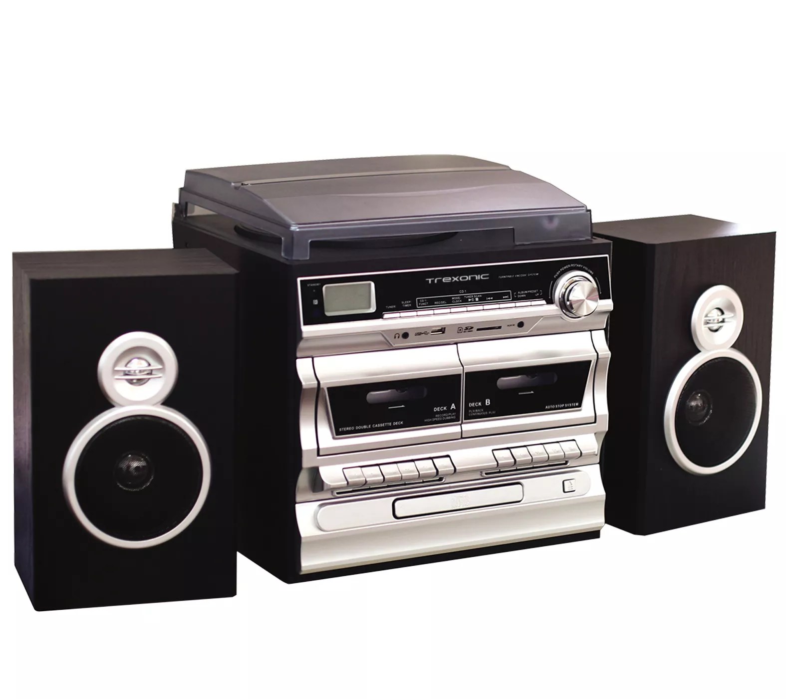 Trexonic 3Speed Turntable with CD Player and Dual Cassette