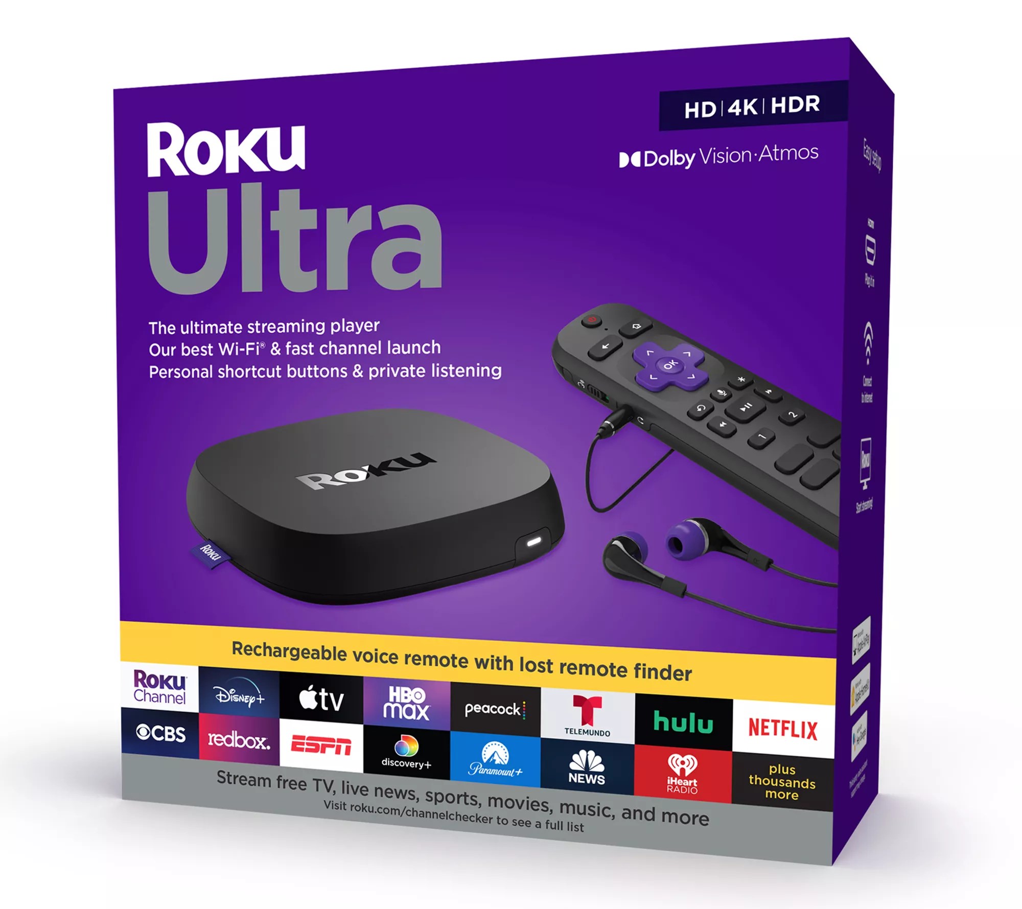Roku Ultra 4K Streaming Player with Voice Remote Pro & Voucher