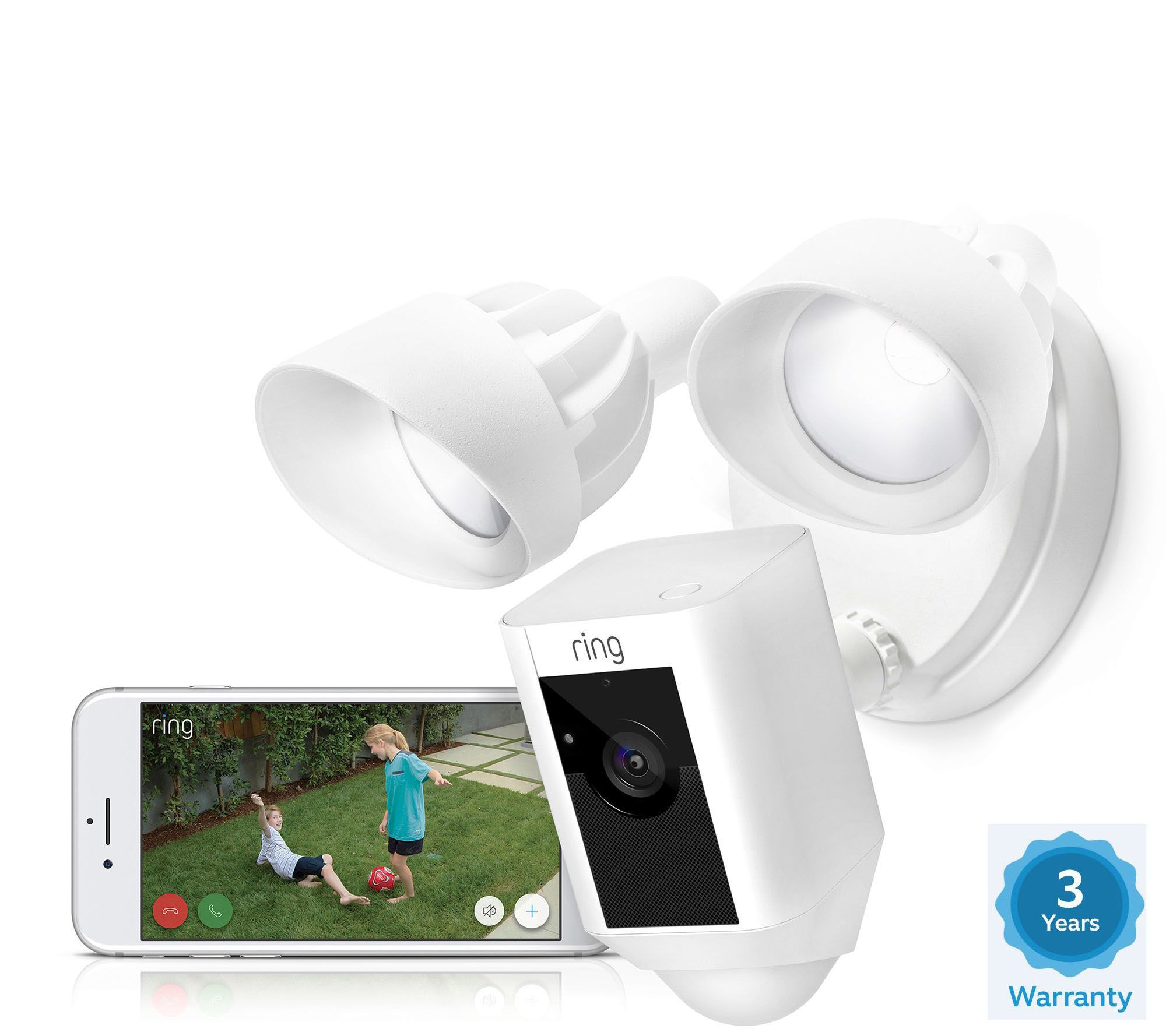 Ring Floodlight Security Camera Wide Angle HD TwoWay Talk w/ 3Year