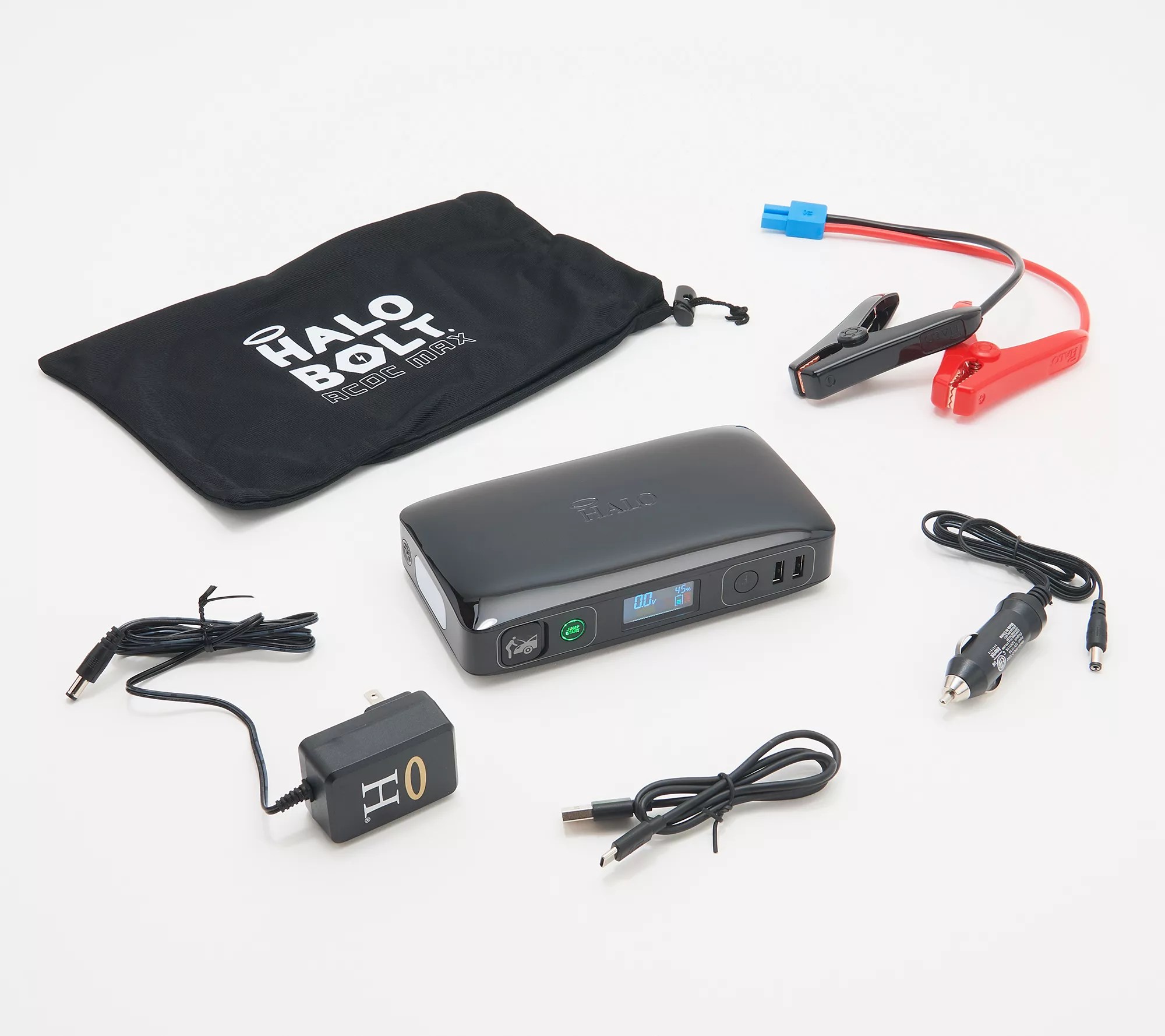 HALO Bolt ACDC Max Jump Starter, Charger, Outlet & LCD Screen