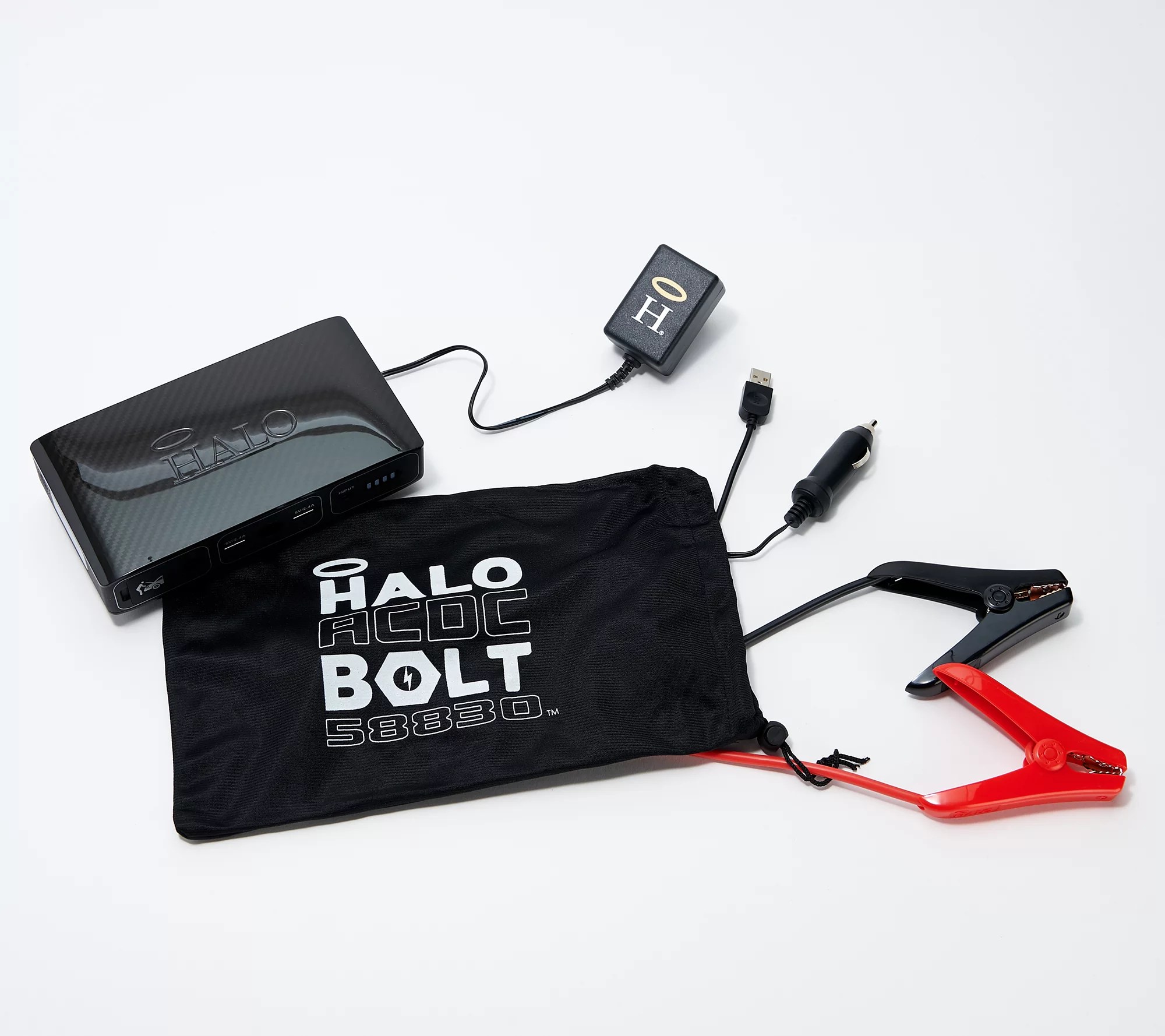 HALO Bolt ACDC Portable Power & Car Jumper with AC Outlet & Car Charger