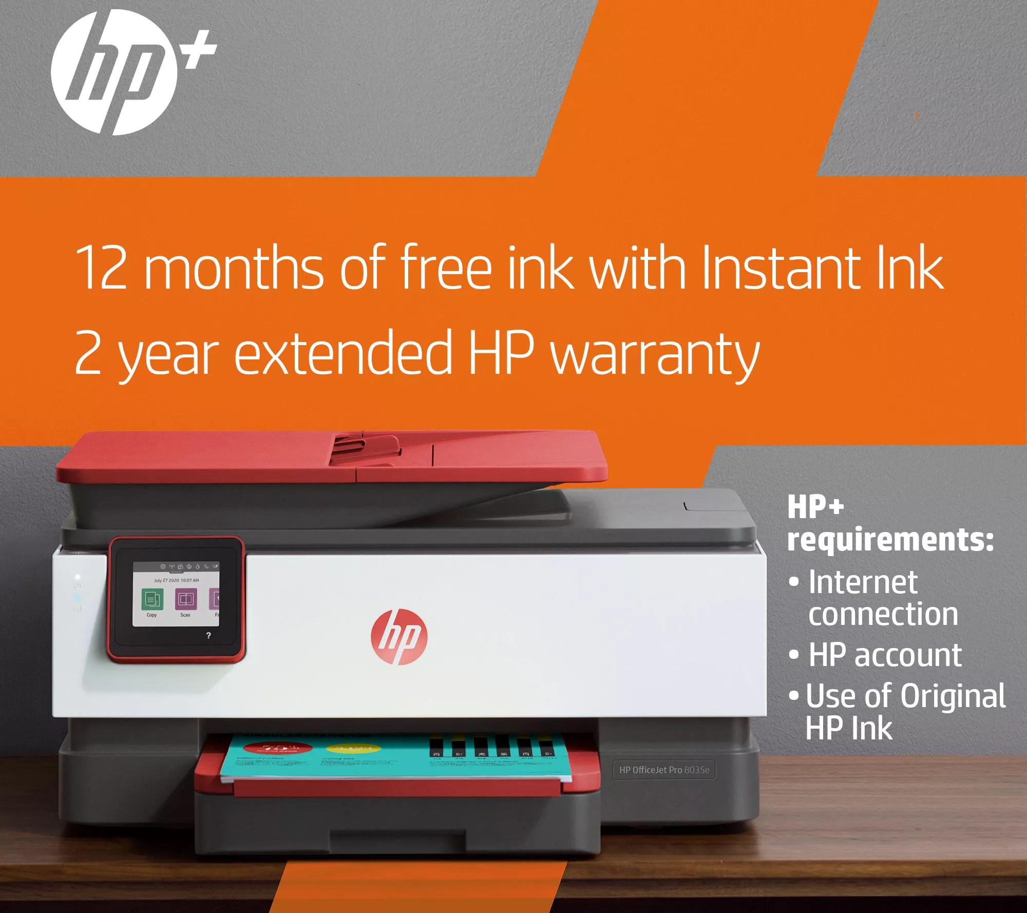 HP OfficeJet Pro 8035e Printer with 1Year Instant Ink