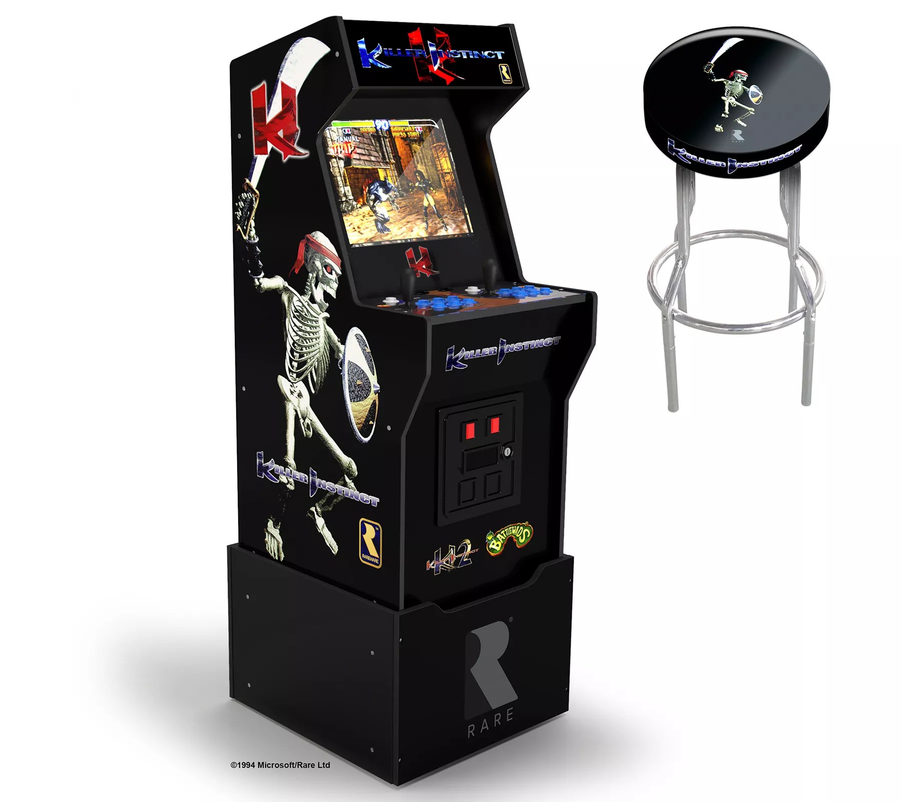 Arcade1Up Killer Instinct Arcade w/ Riser & Stool (5 Games)