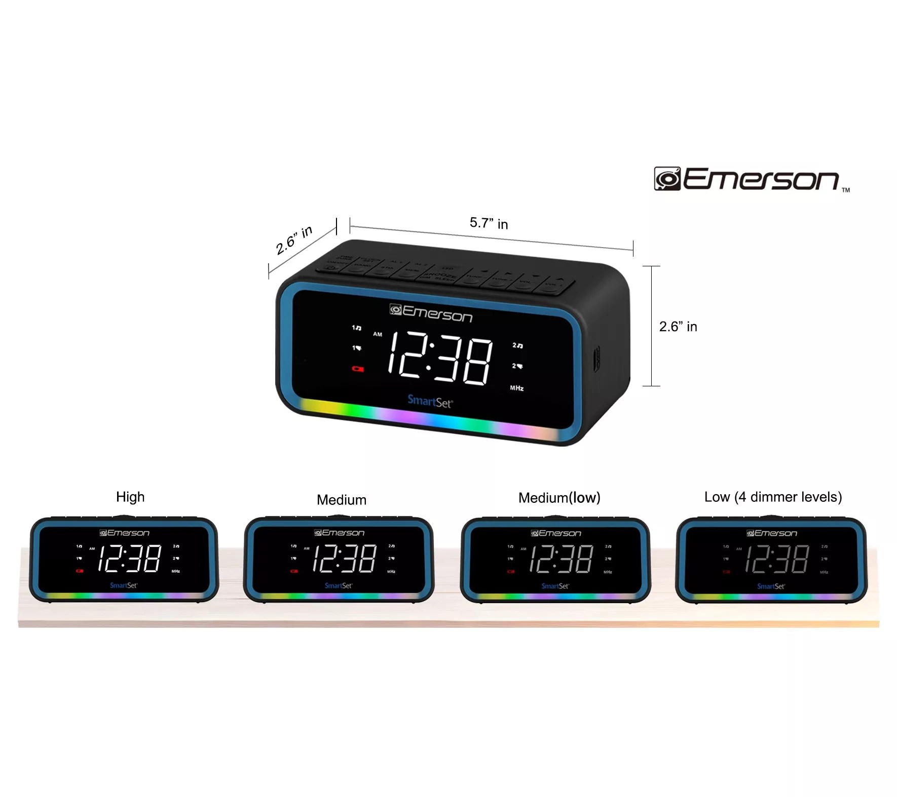 Emerson SmartSet 0.9" LED Dual Alarm Clock Radio w/ AM/FM