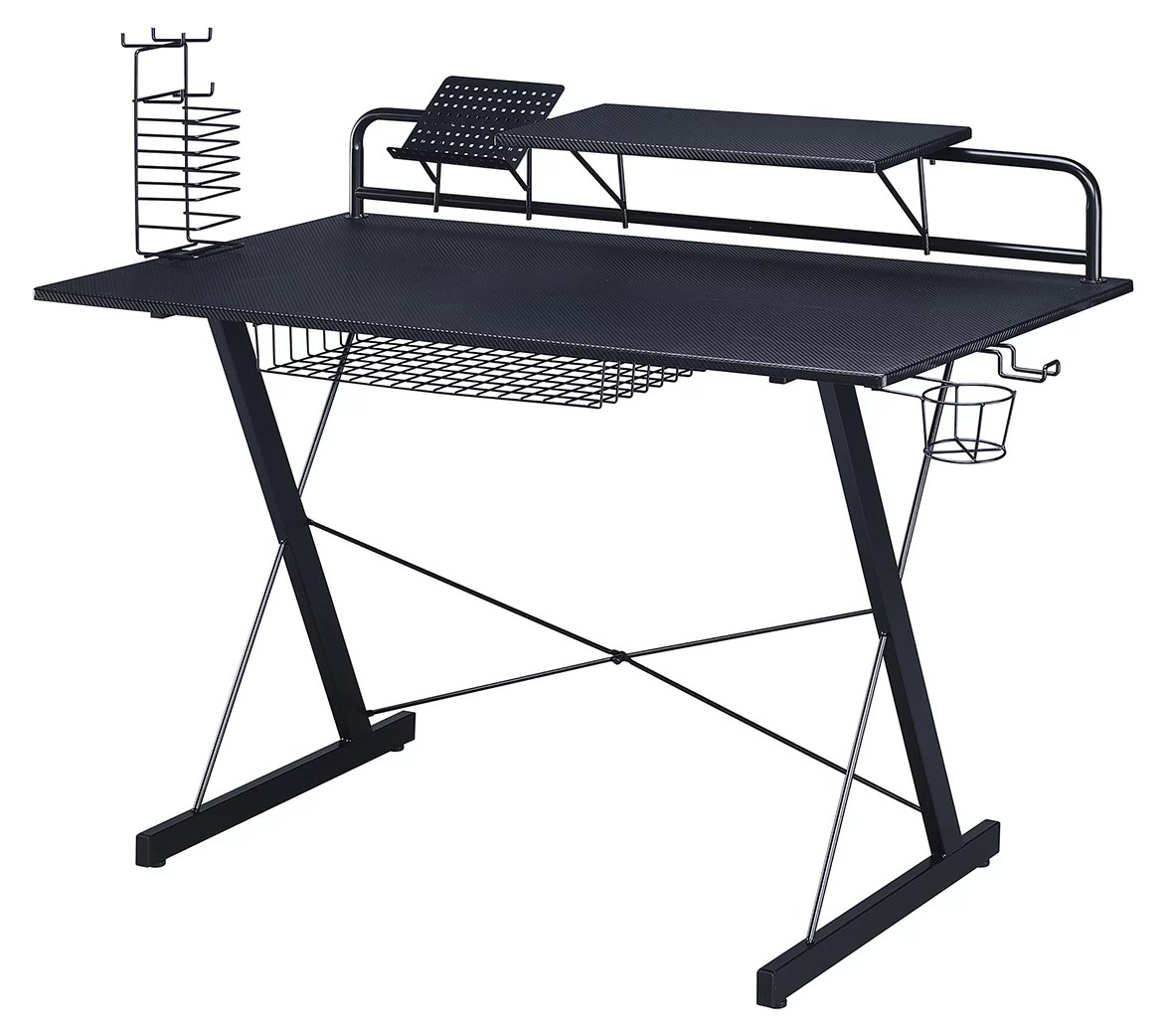 Techni Sport Carbon Gaming Desk withShelves