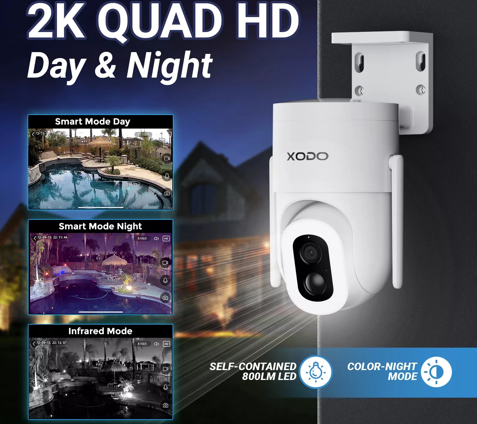 XODO E15 Solar Outdoor WiFi 2K Security Camera