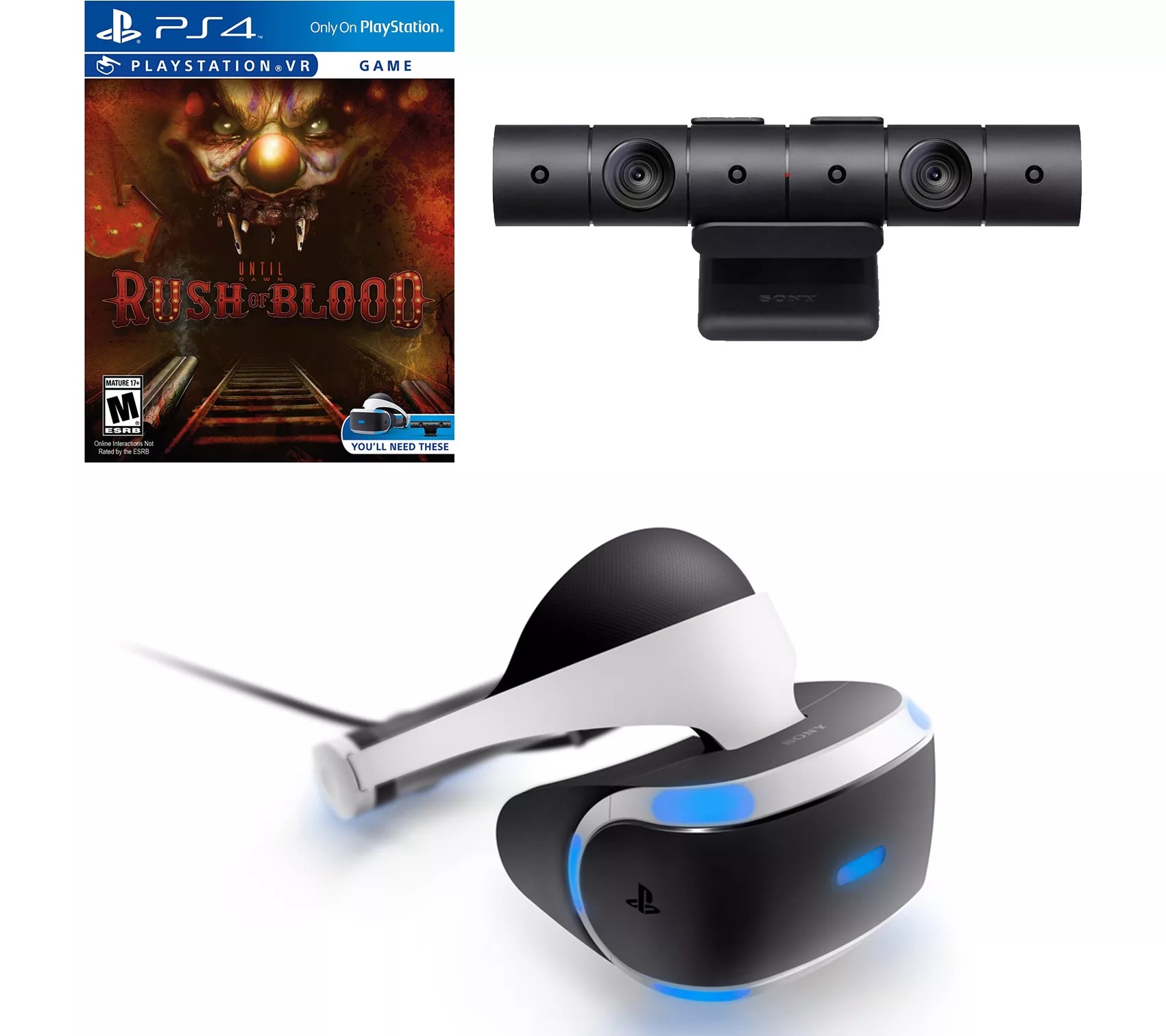 PS4 VR Headset, Camera, Until Dawn Rush of Blood