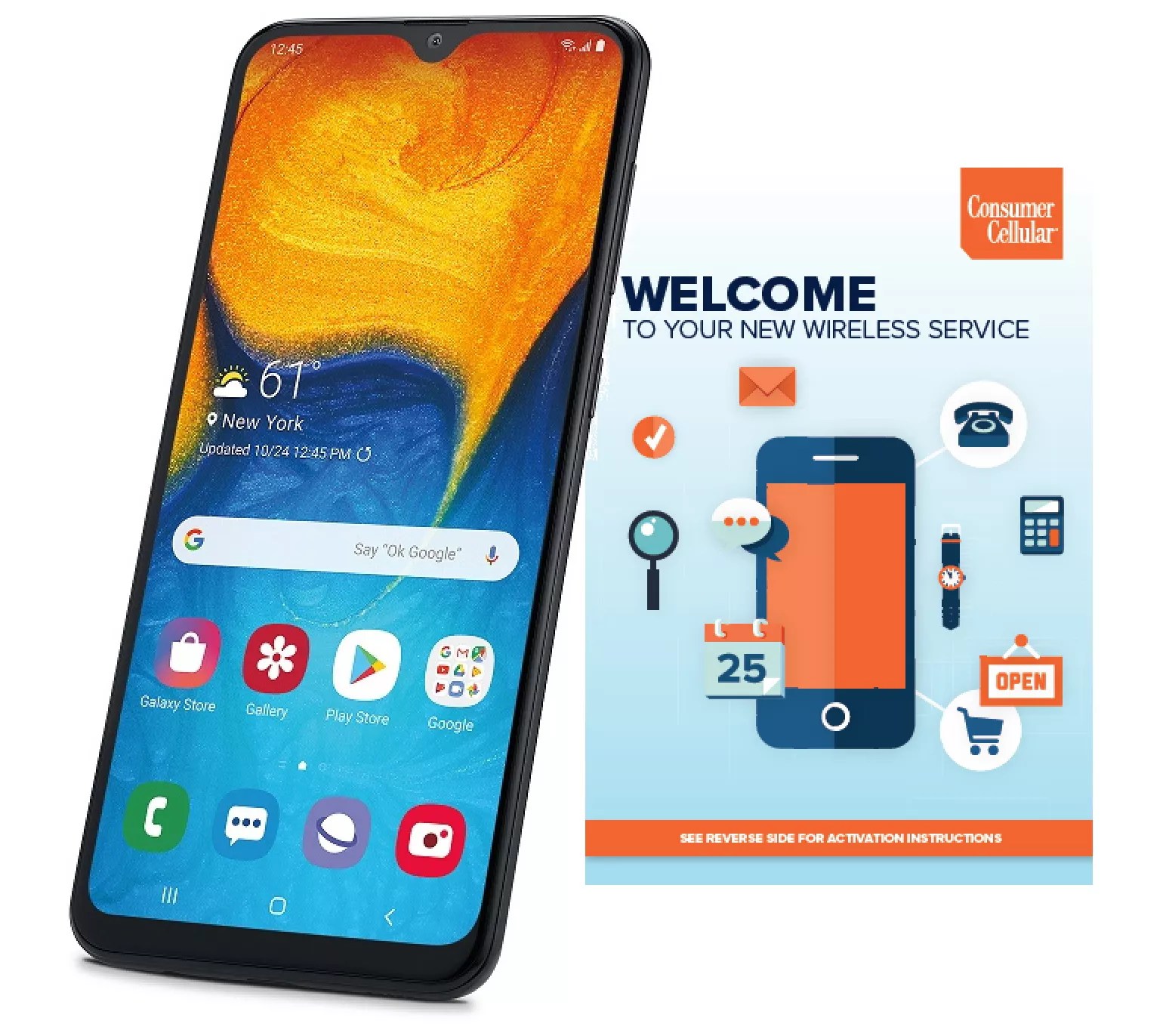 Consumer Cellular Samsung A20 Smartphone with 60 Credit