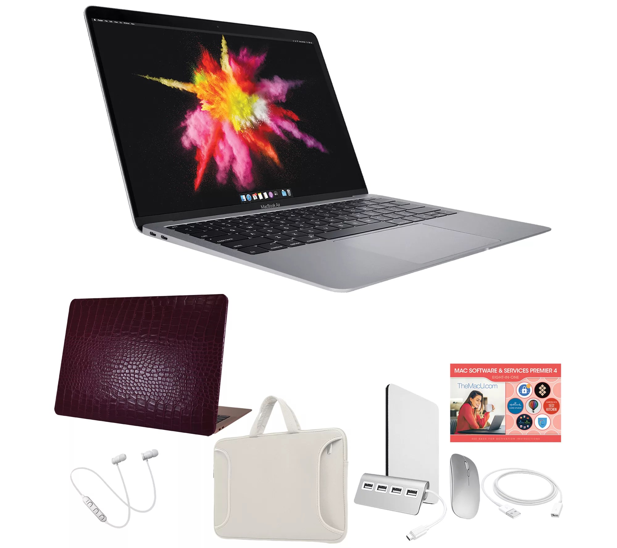 (QVC) Apple MacBook Air 13" M1 Chip 256GB SSD with Clip Case, Ear Buds