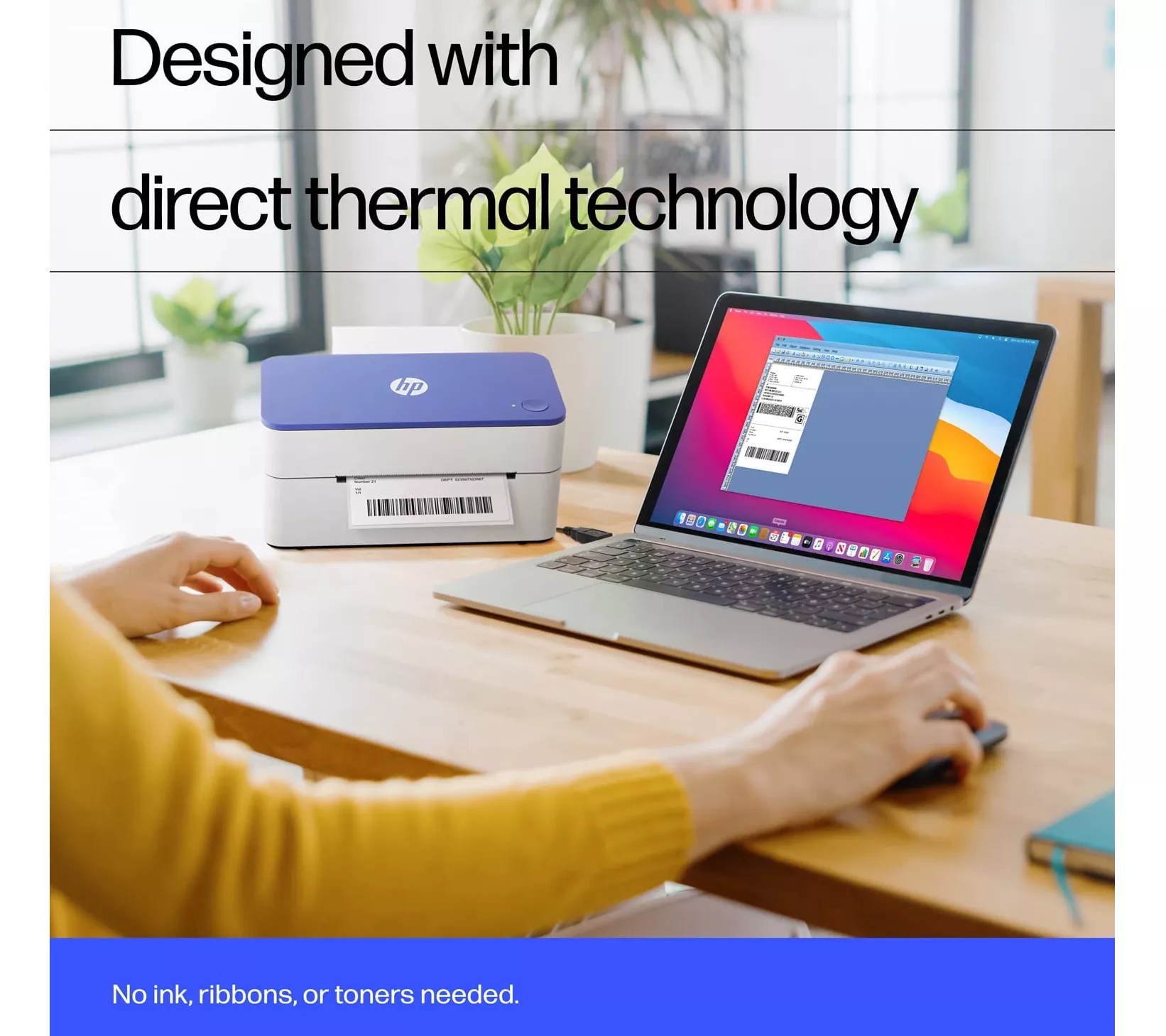 HP Thermal Label Printer, 4x6 Compact Label Printer 203 DPI