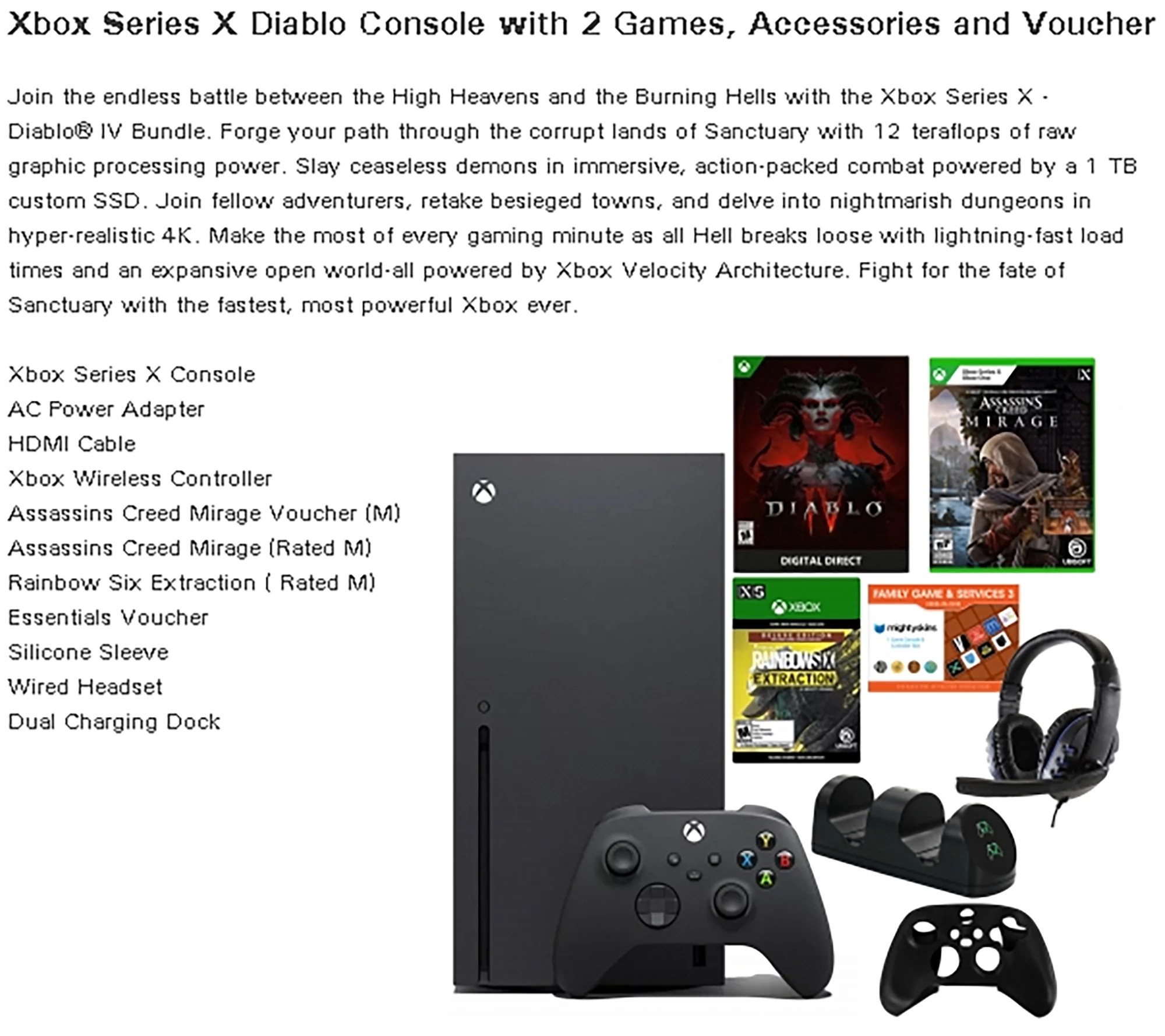 Xbox Series X Console w/ Diablo IV & Assassins Creed Bundle