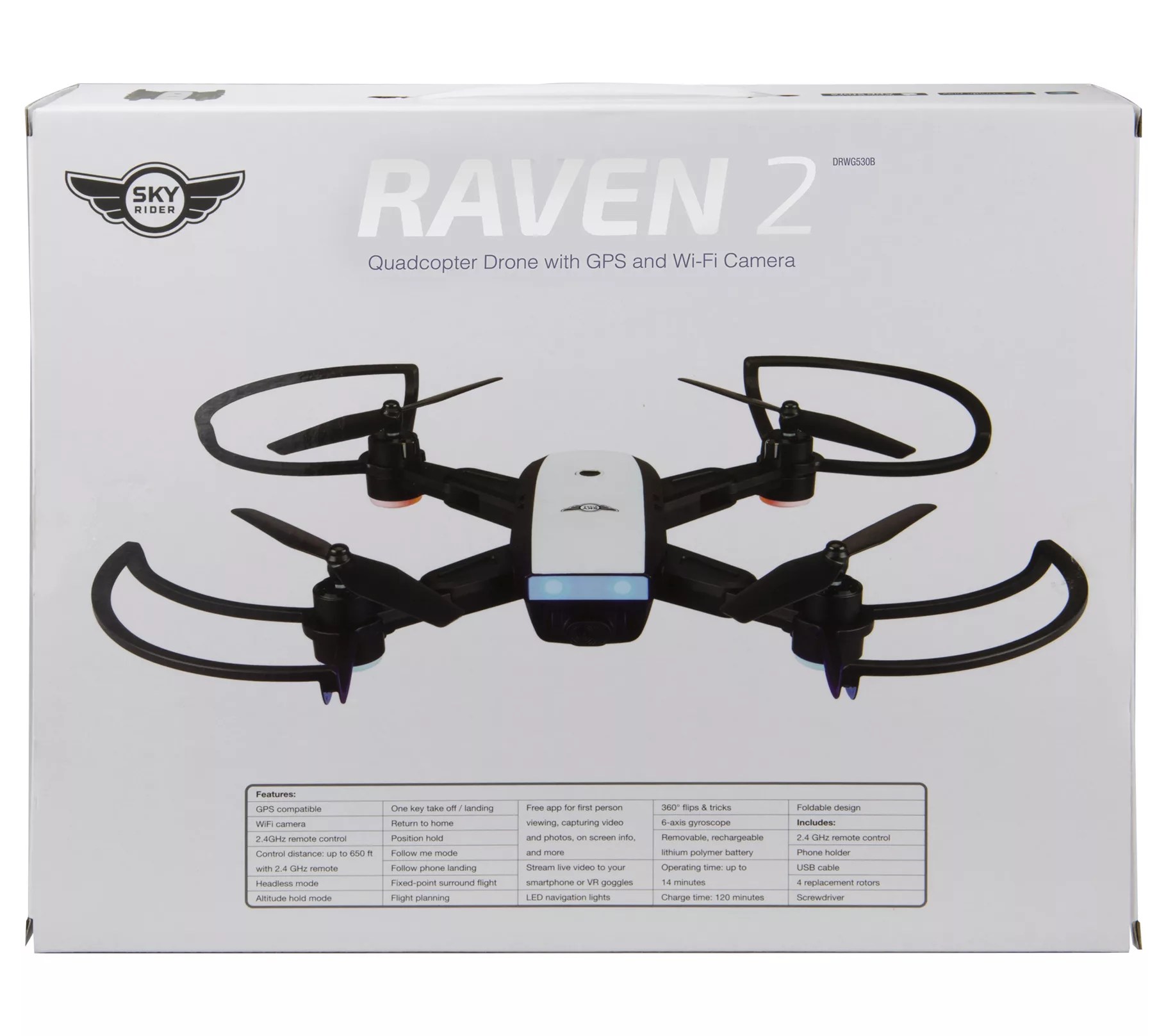Sky Rider Raven 2 Foldable Drone w/ GPS & Wi-FiCamera - QVC.com