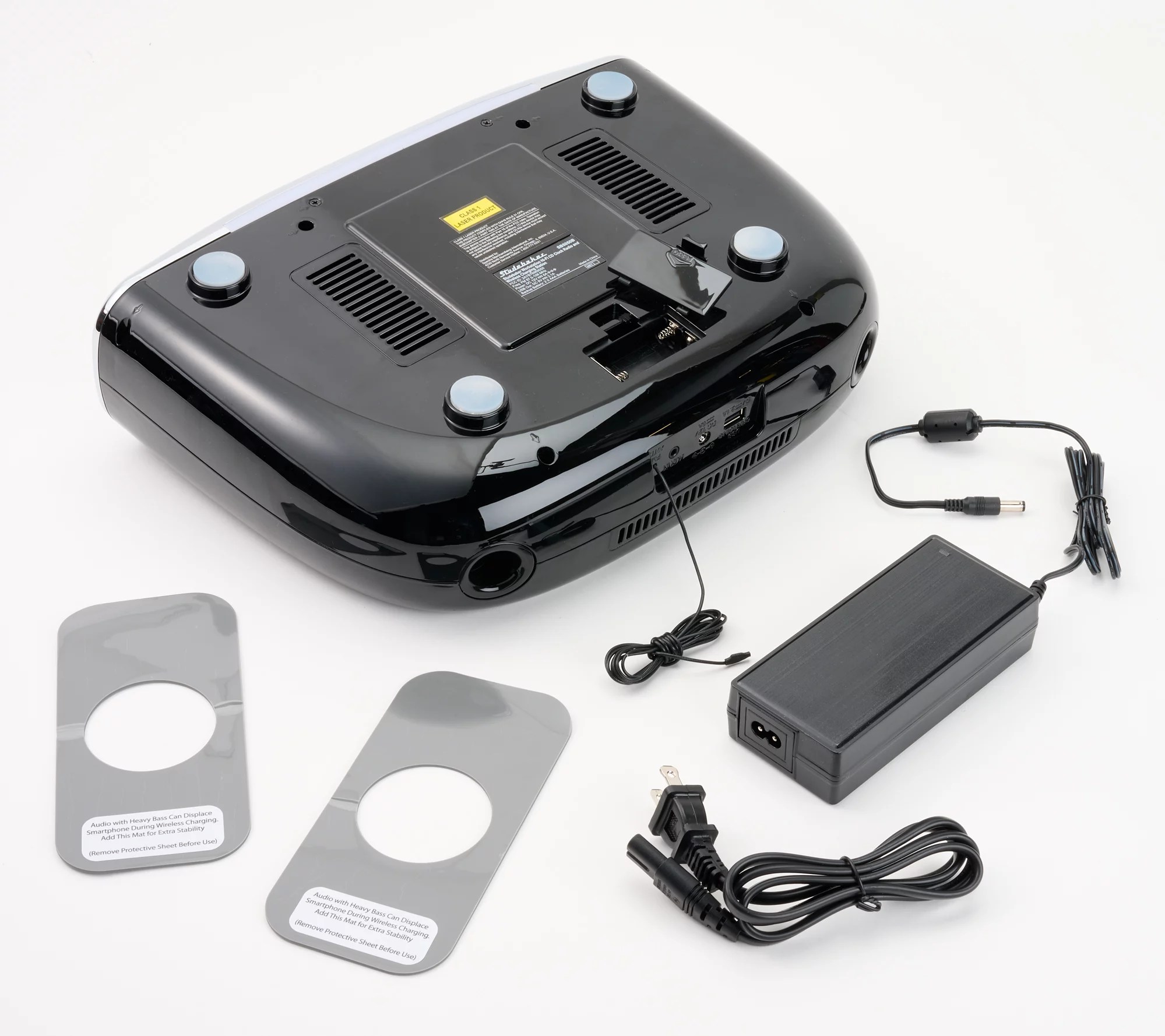 Studebaker Bluetooth Alarm Clock Radio & CD with Qi Charging