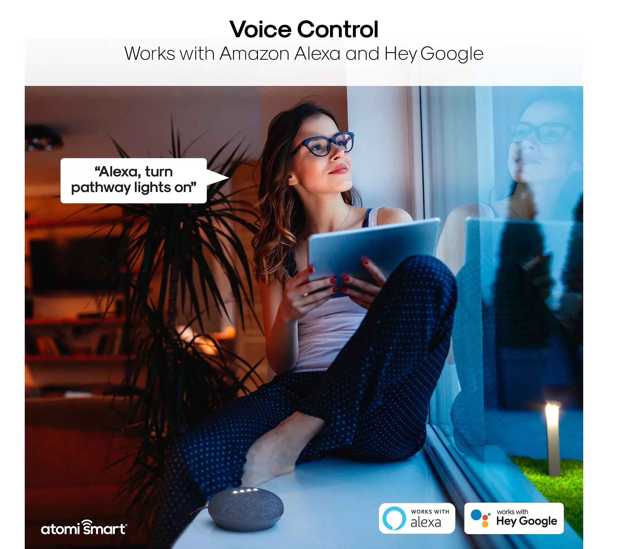 Atomi Smart WiFi LED Pathway Lights Set of 4 Starter Kit