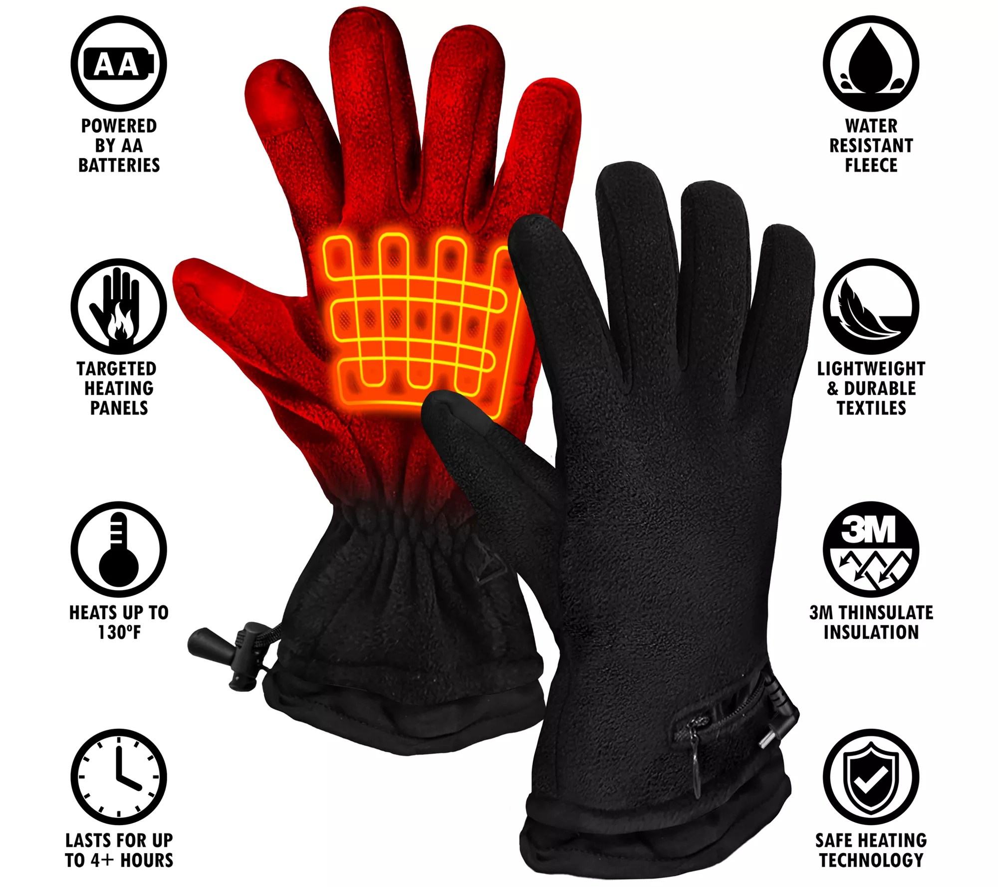 ActionHeat AA Battery Heated Fleece Gloves