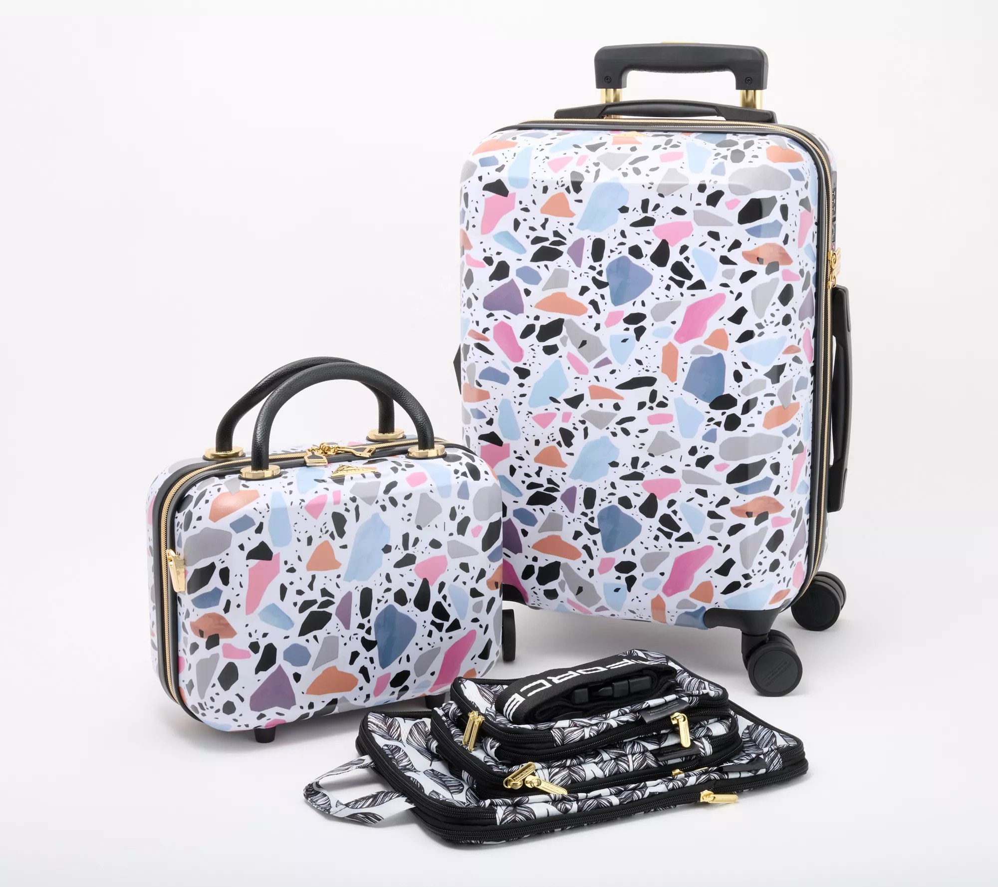 (QVC) Triforce Hardside CarryOn with Beauty Case and 3 Packing Cubes