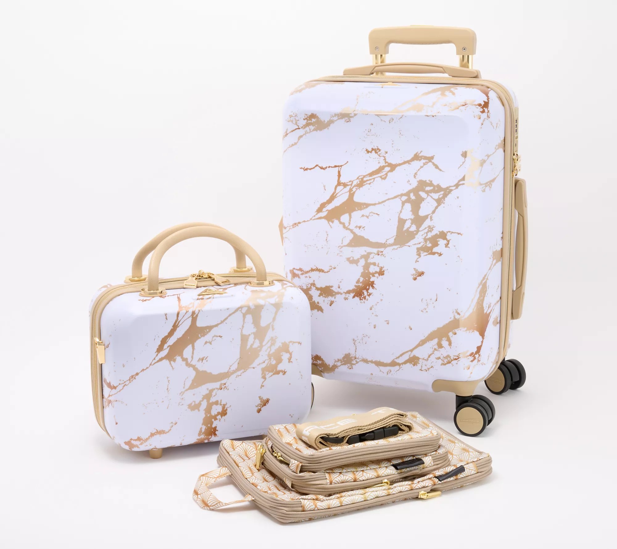 (QVC) Triforce Hardside CarryOn with Beauty Case and 3 Packing Cubes