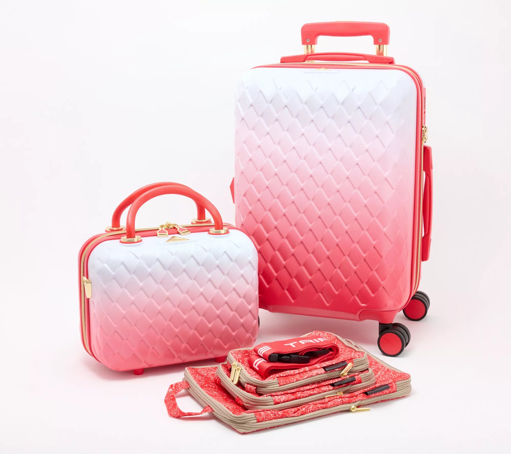 (QVC) Triforce Hardside CarryOn with Beauty Case and 3 Packing Cubes