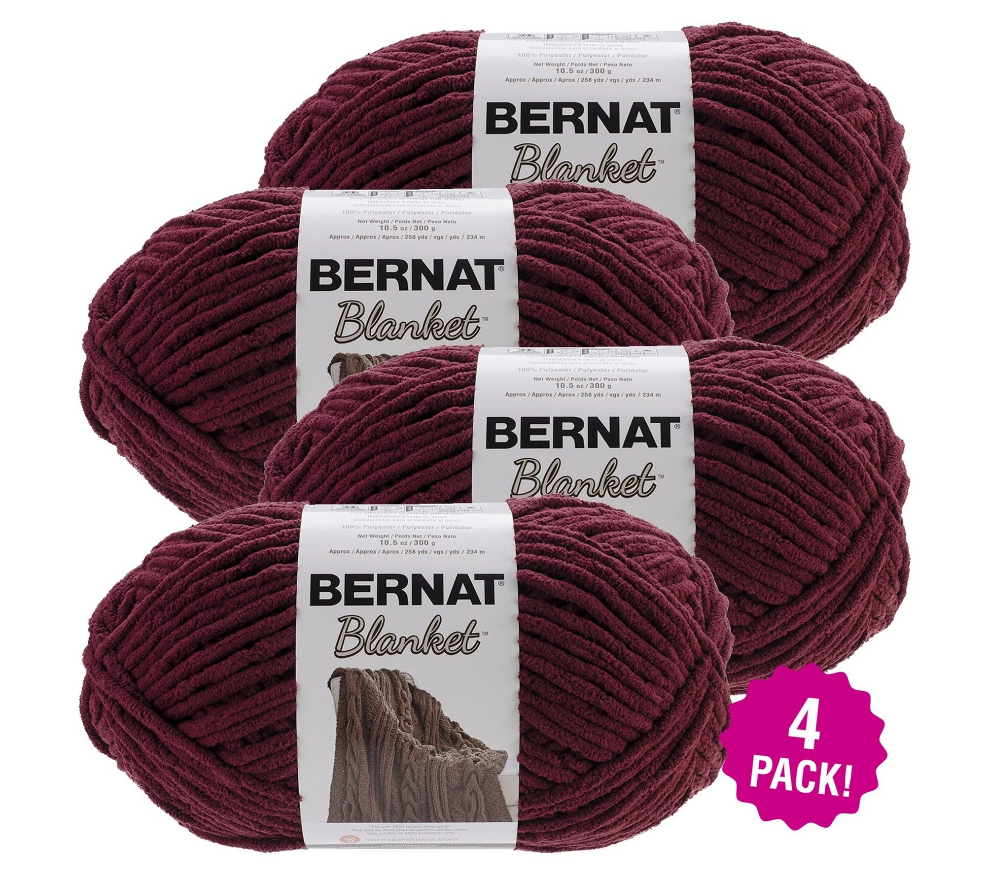 Bernat Blanket Multipack of 4 Purple Plum Big Ball Yarn