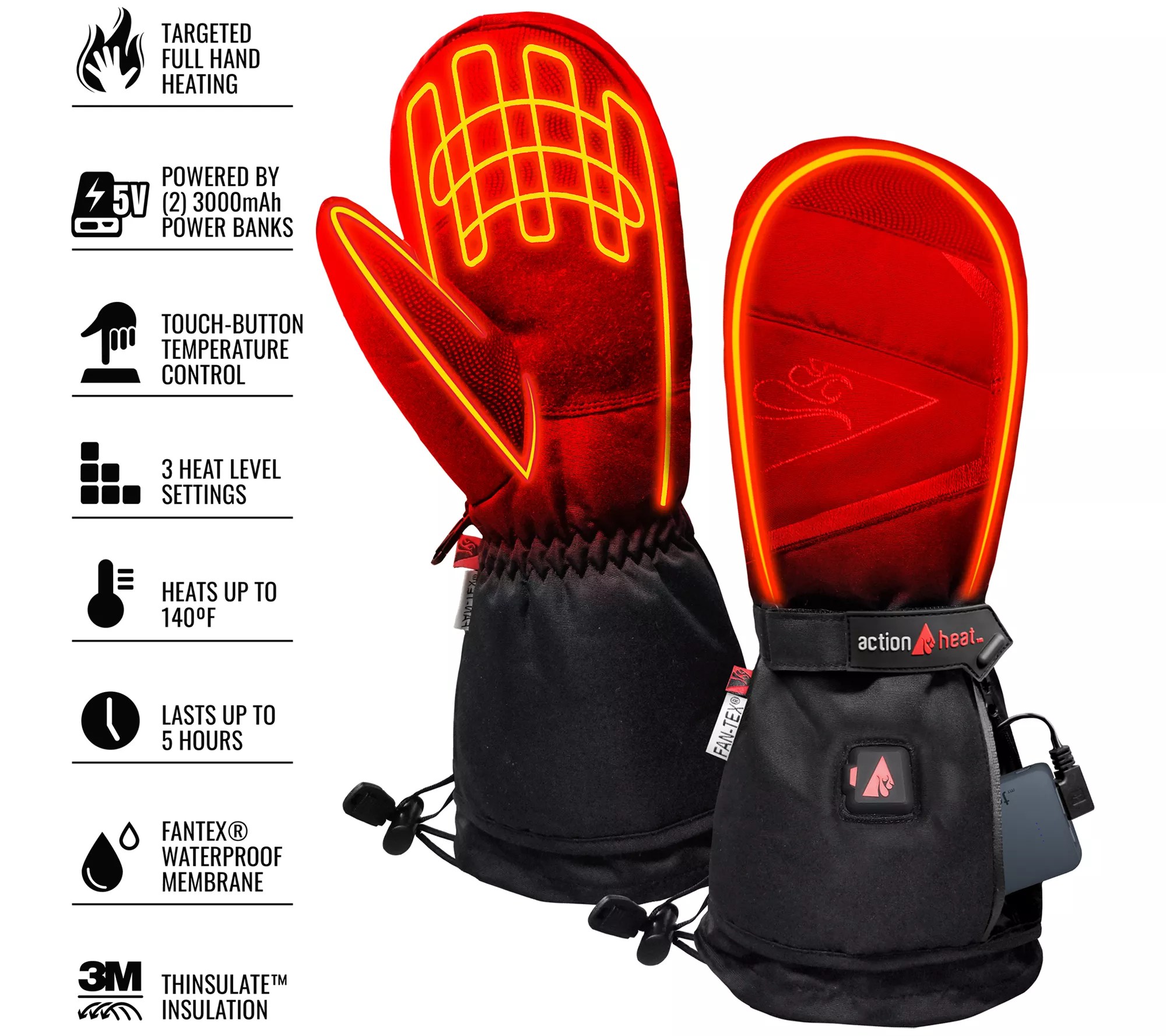 ActionHeat Men's 5V Battery Heated Mittens
