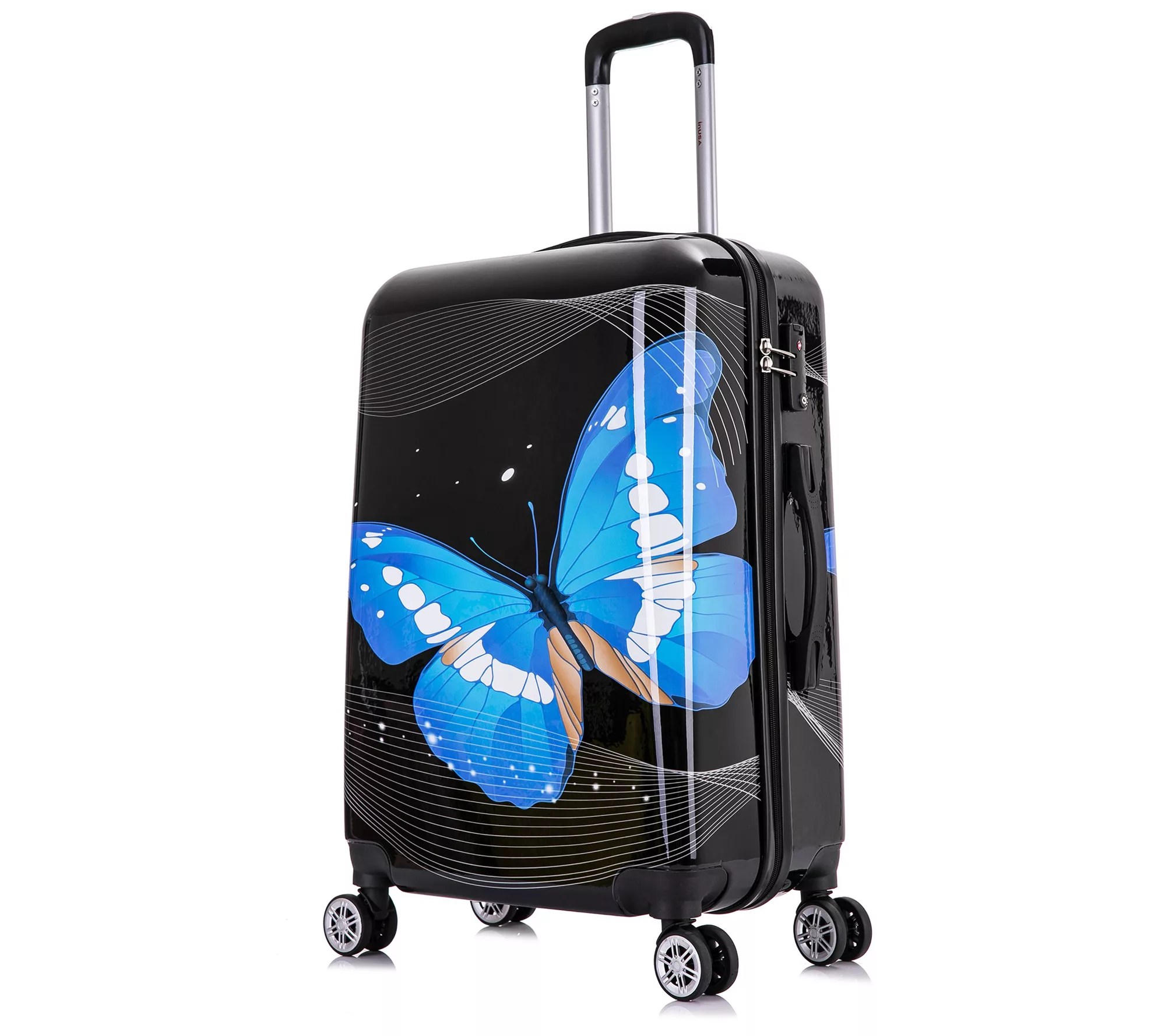 InUSA Black Butterfly Lightweight Hardside Spinner 24" Luggage
