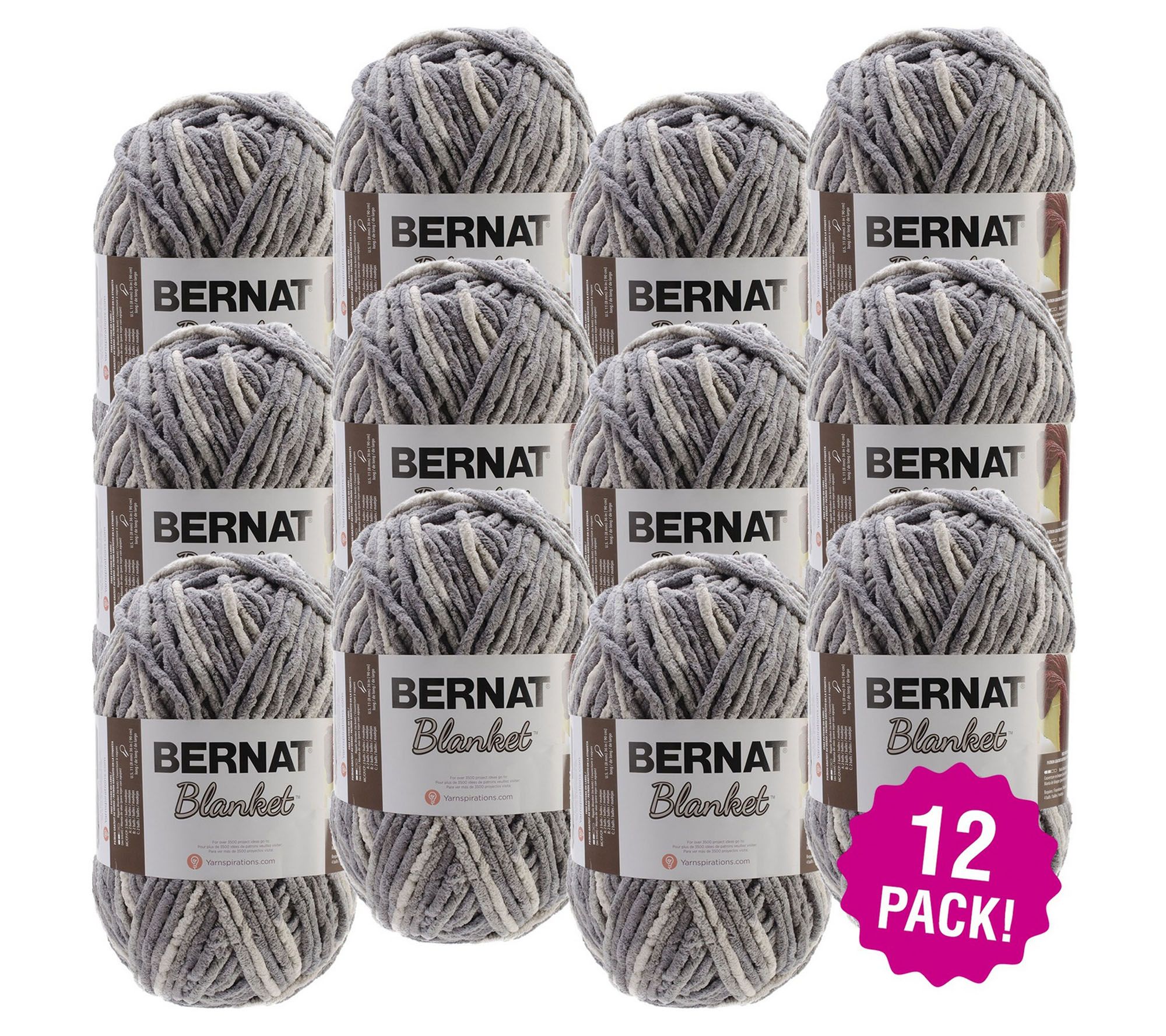 Bernat Blanket Multipack of 12 Silver Steel BigBall Yarn