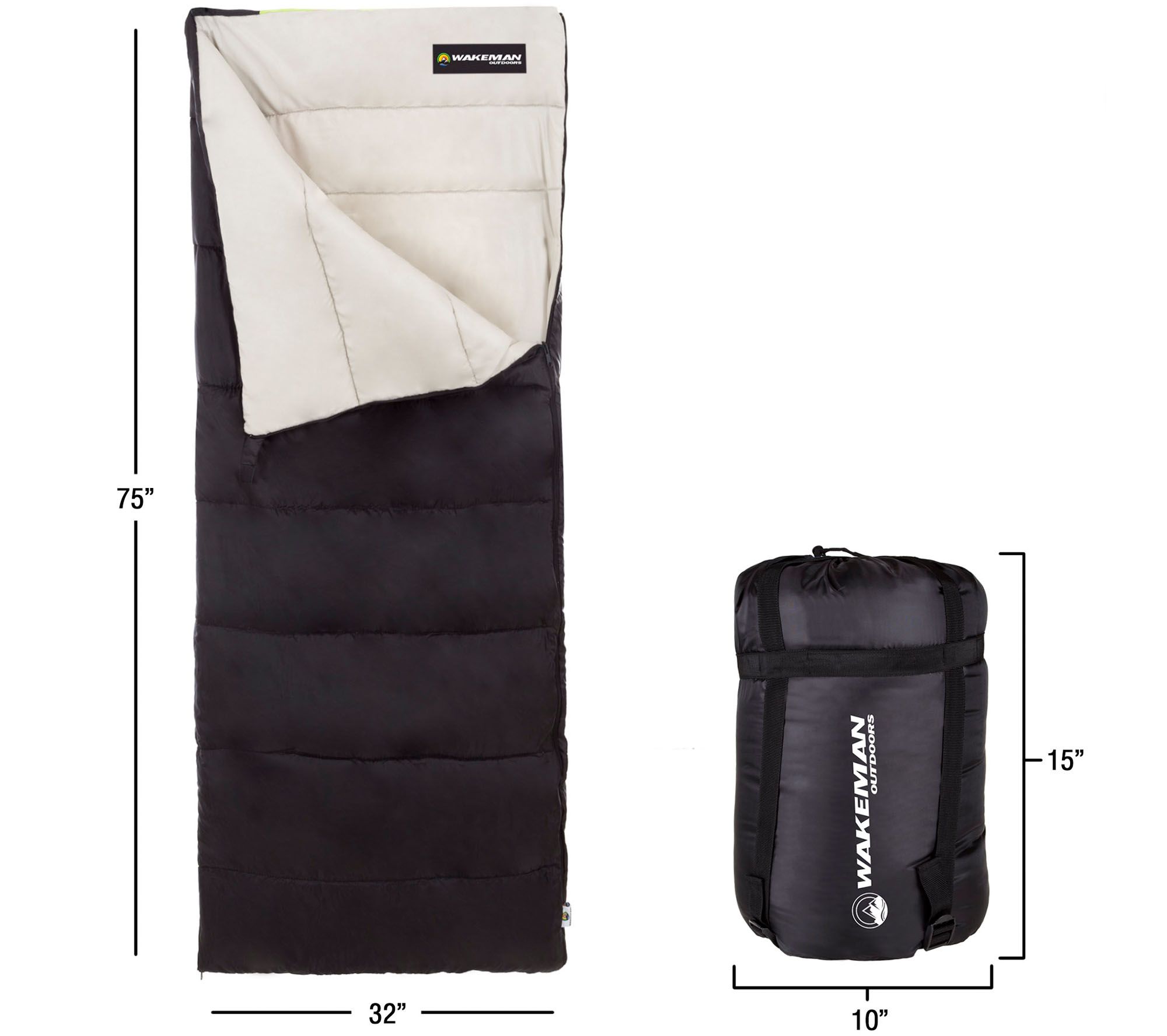 Wakeman Outdoors 2Season Sleeping Bag with Carrying Bag