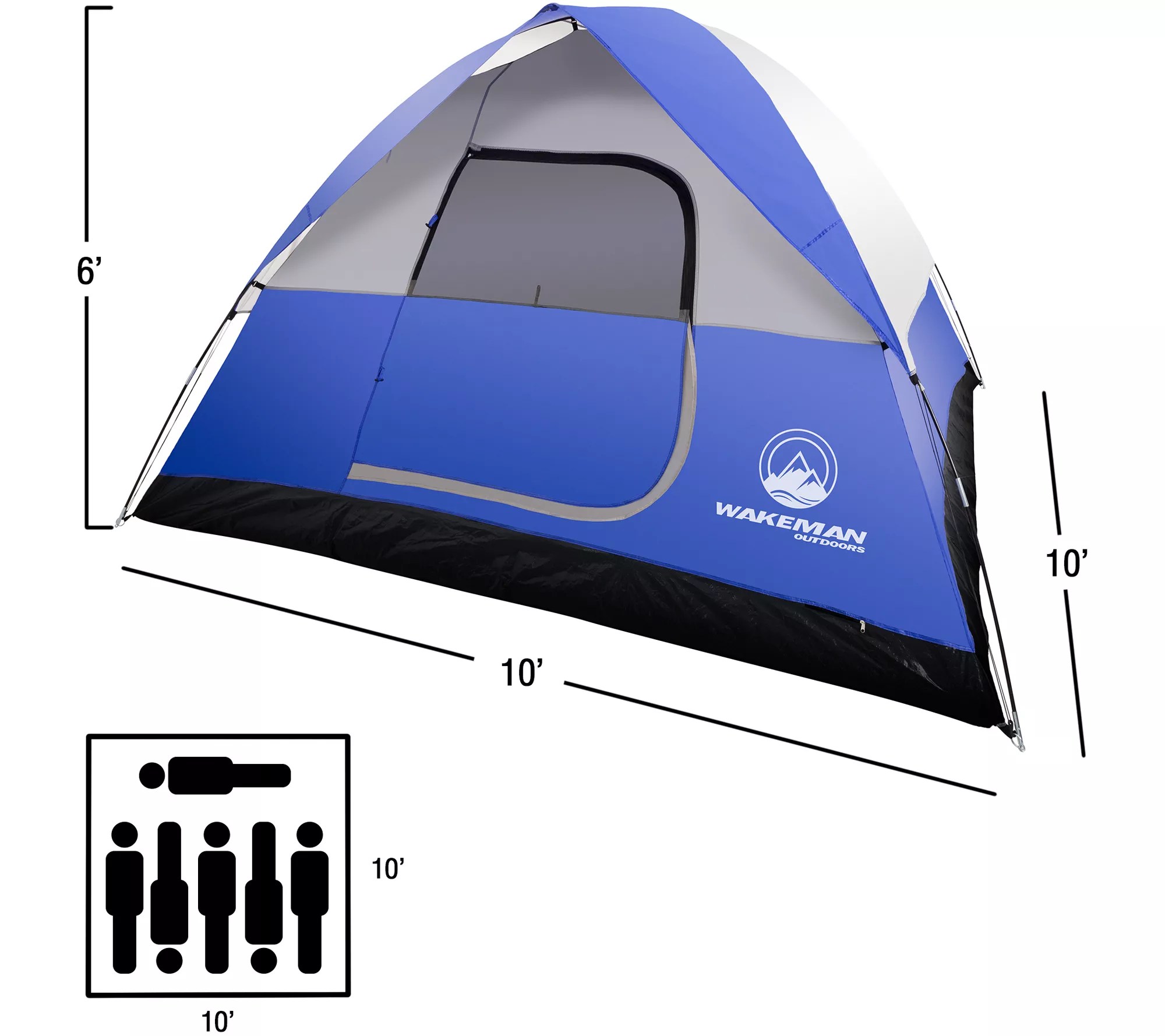 Wakeman Outdoors 6Person Tent with Rain Fly and Bag