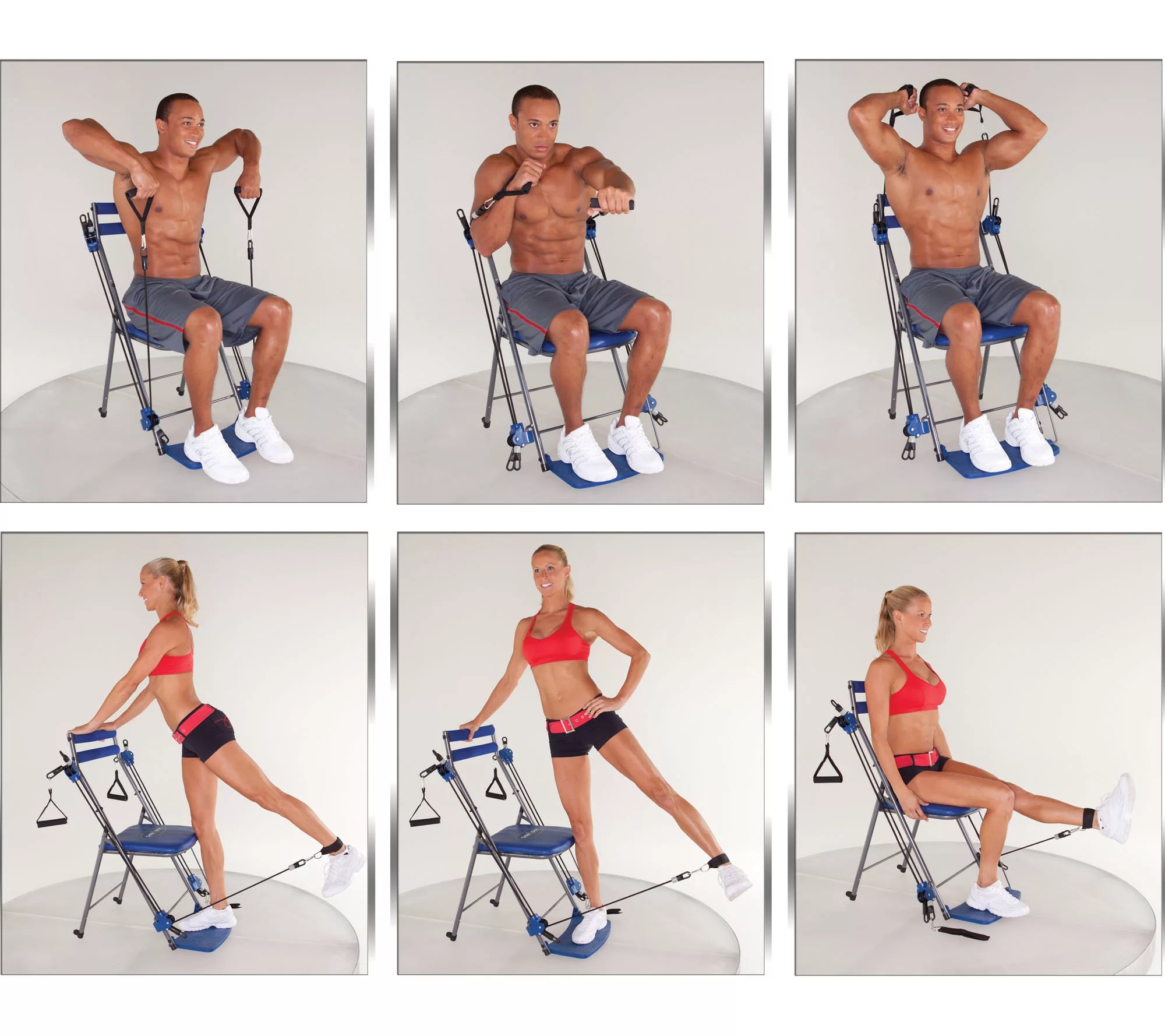 (QVC) Chair Gym Total Body Workout with 3Level Resistance