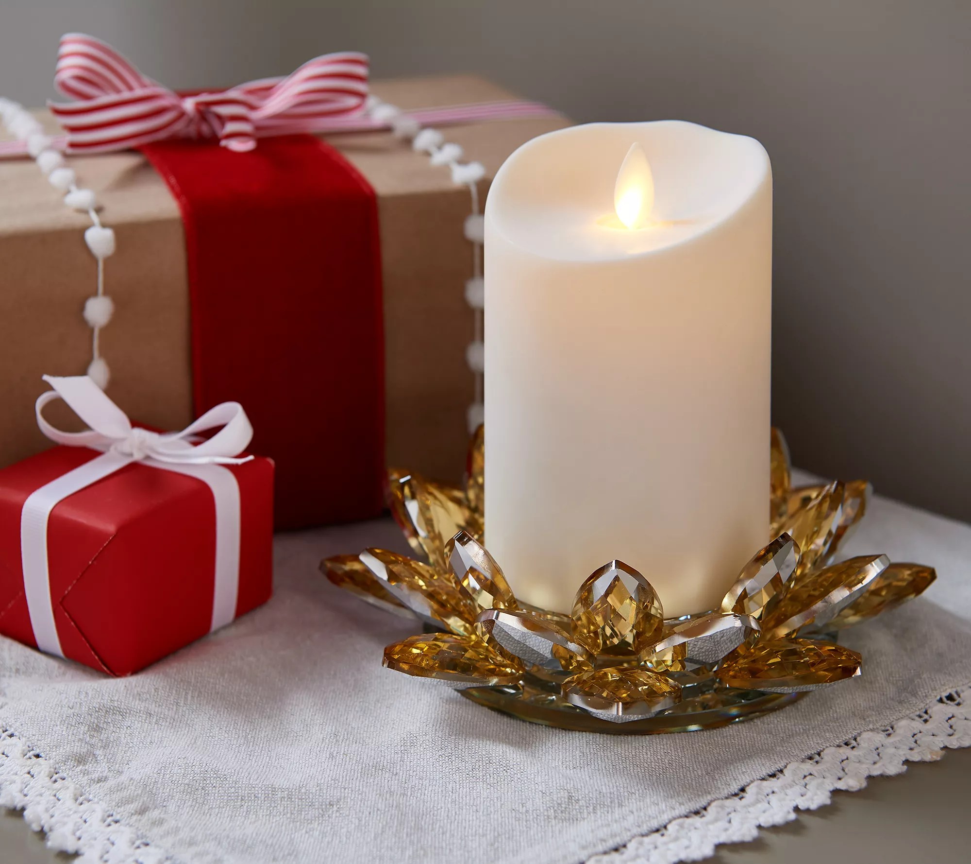 Mirrored Faceted Glass Lotus Candle Holder by Valerie