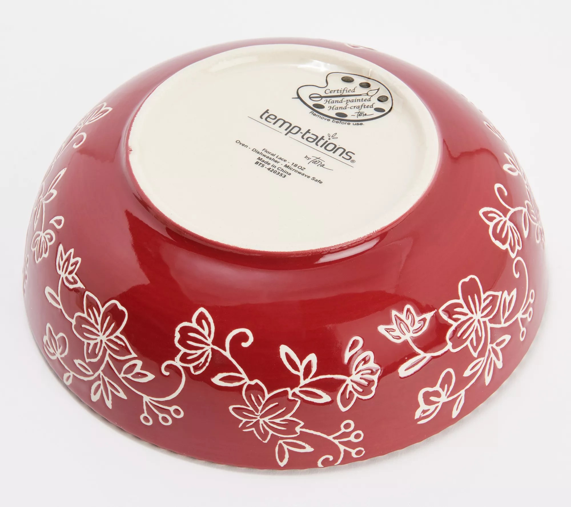 Temptations Floral Lace Set of (4) 18oz Pasta Bowls