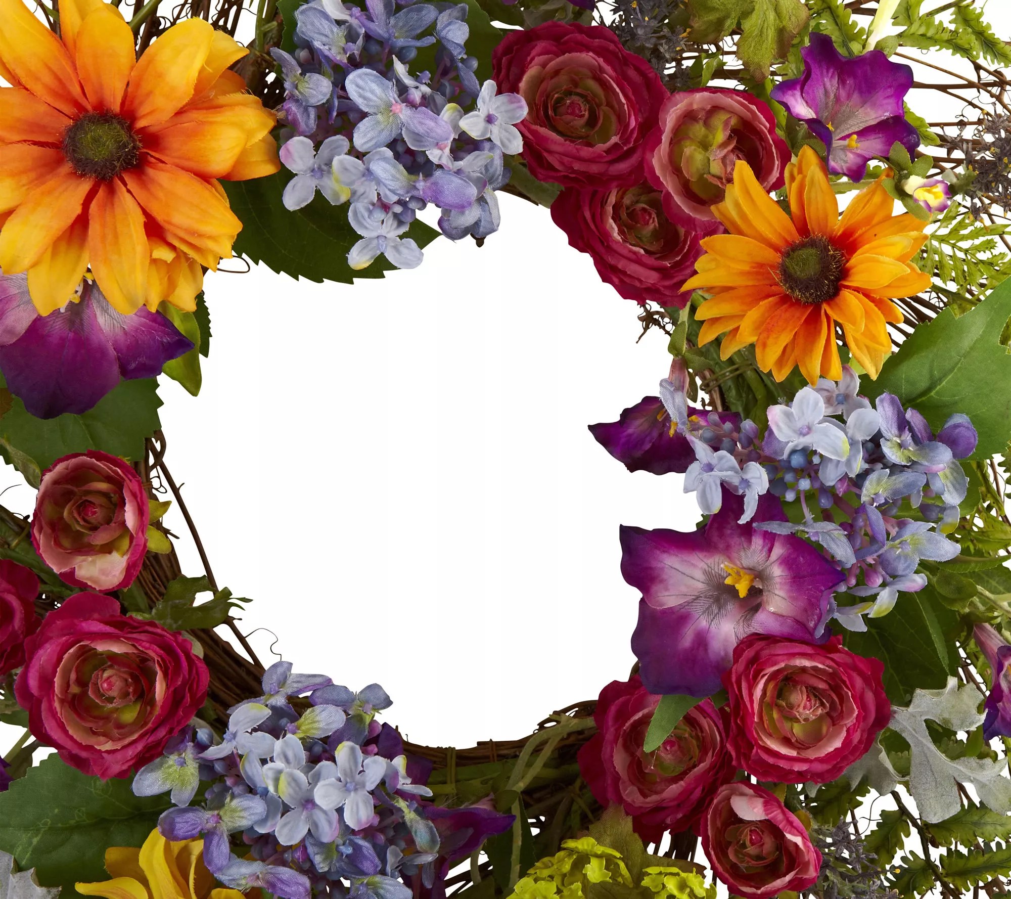 24" Spring Garden Wreath w/Twig Base by NearlyNatural