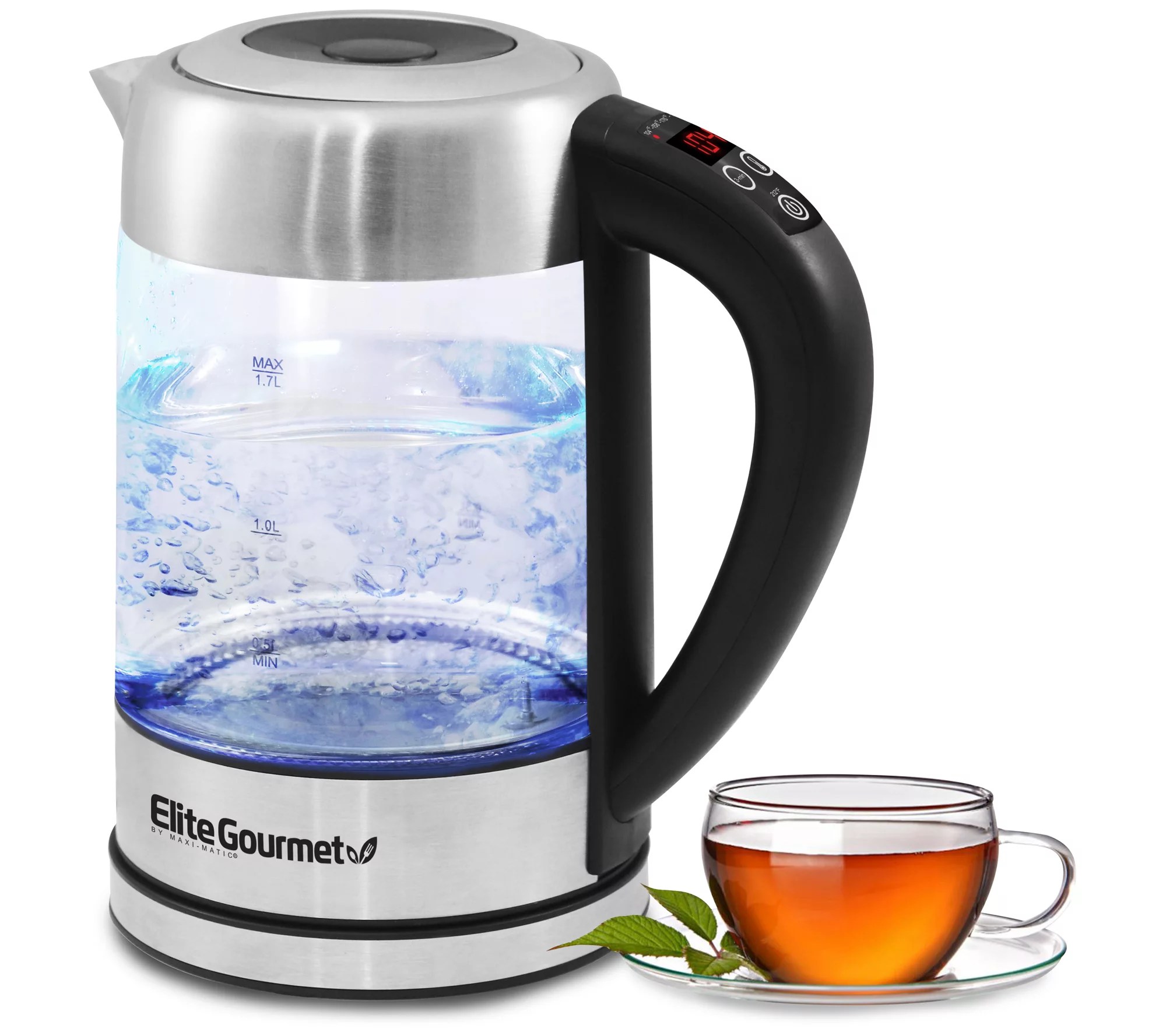 Elite Gourmet 1.7L Electric Programmable Kettle, 7.2 Cups