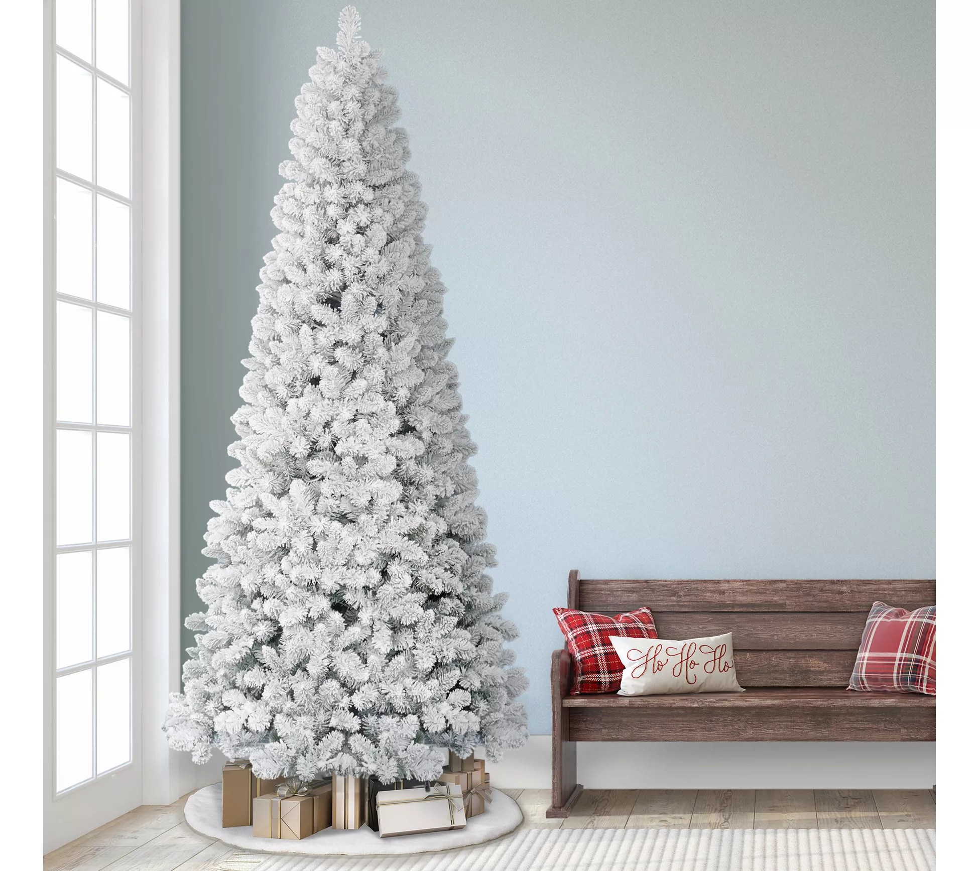 Puleo 9 ft Floc ked Virginia Pi ne Tree, 1460 T ips