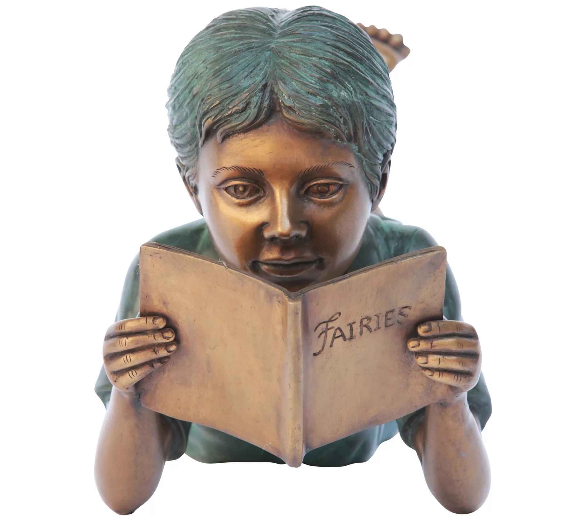 Design Toscano Bookworm Reading Bronze Garden Statue, Boy