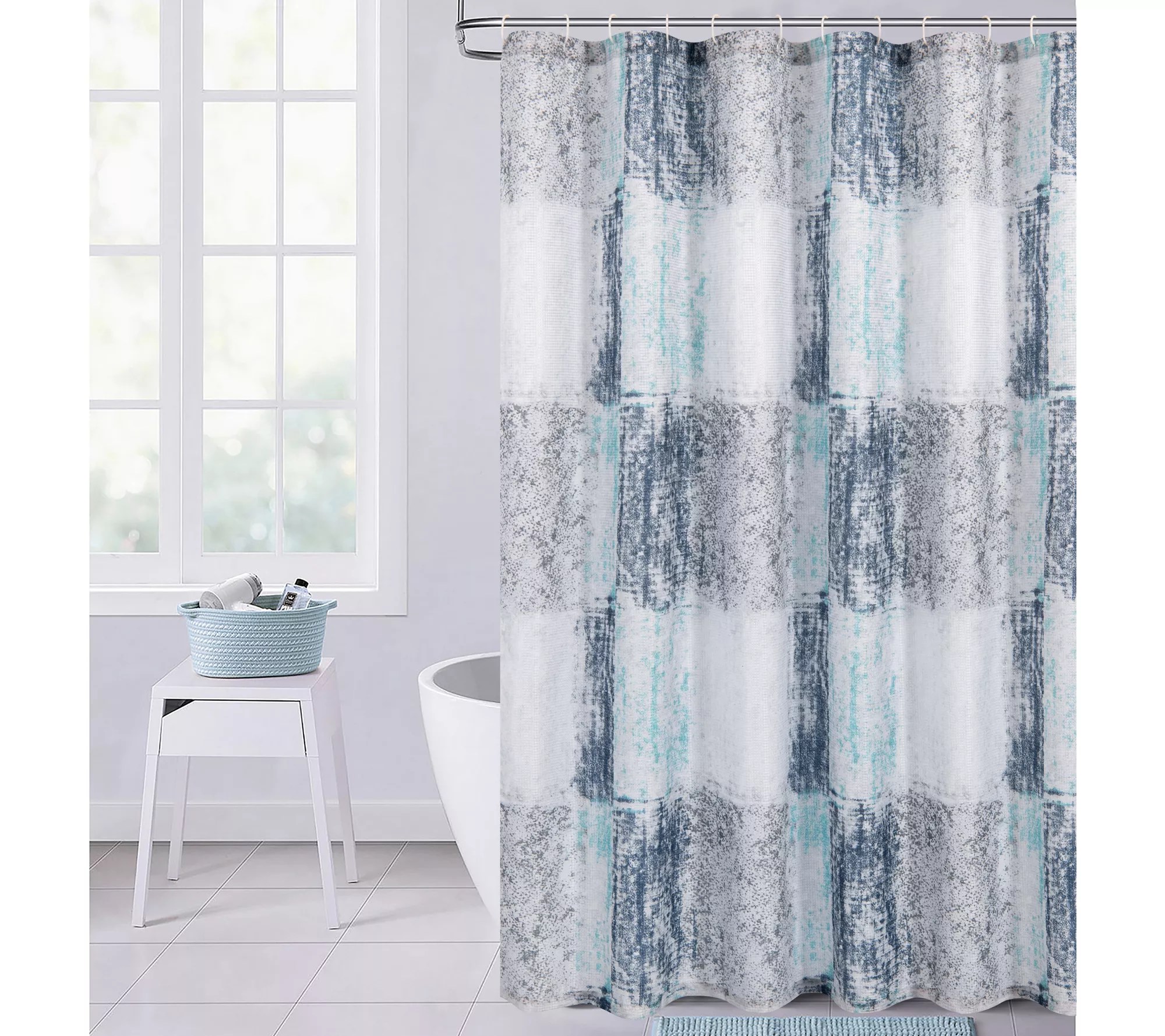 Dainty Home Squares Waffle Weave Shower Curtain