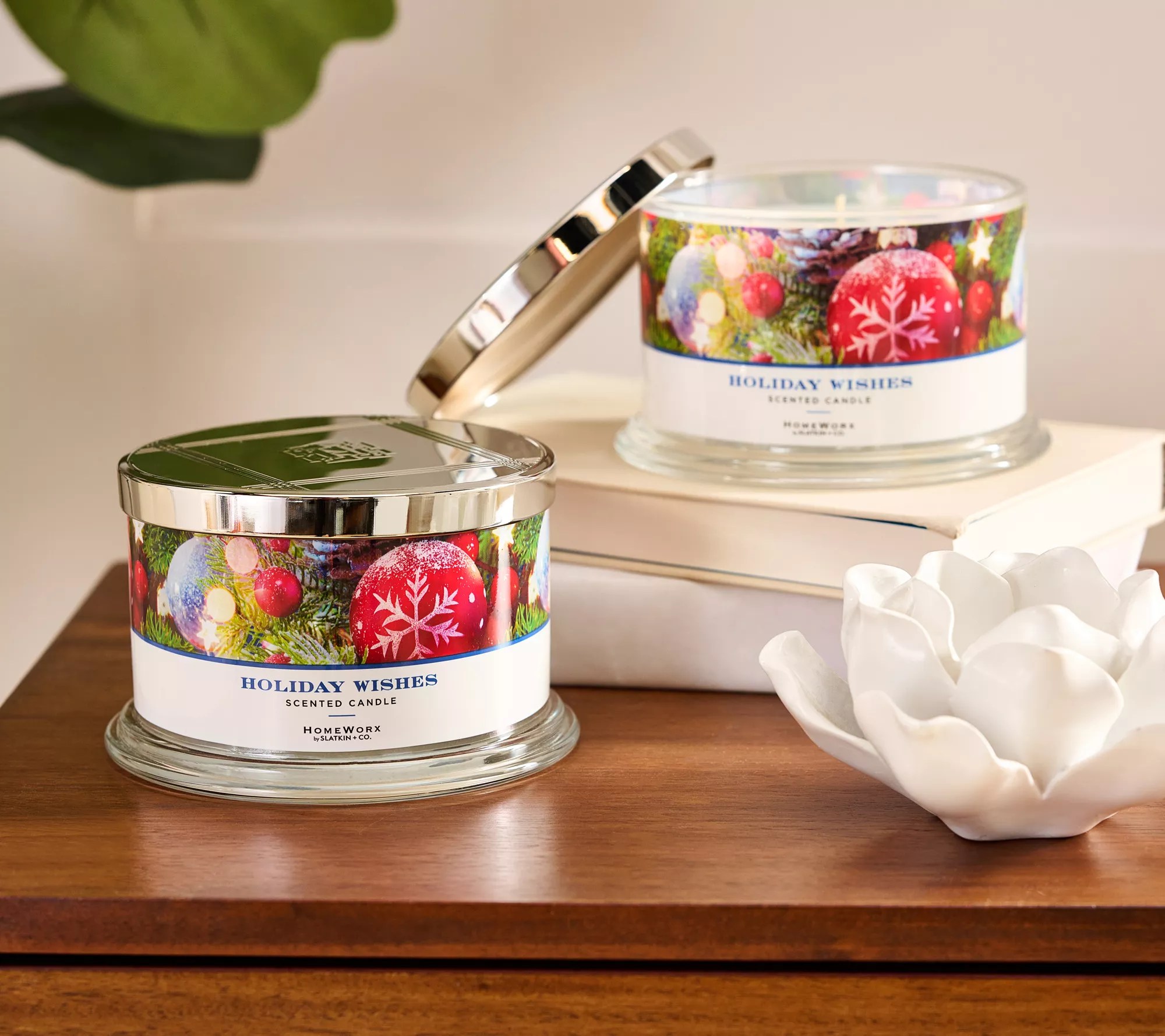 HomeWorx by Slatkin & Co. S/2 Holiday Wishes 18oz Candles