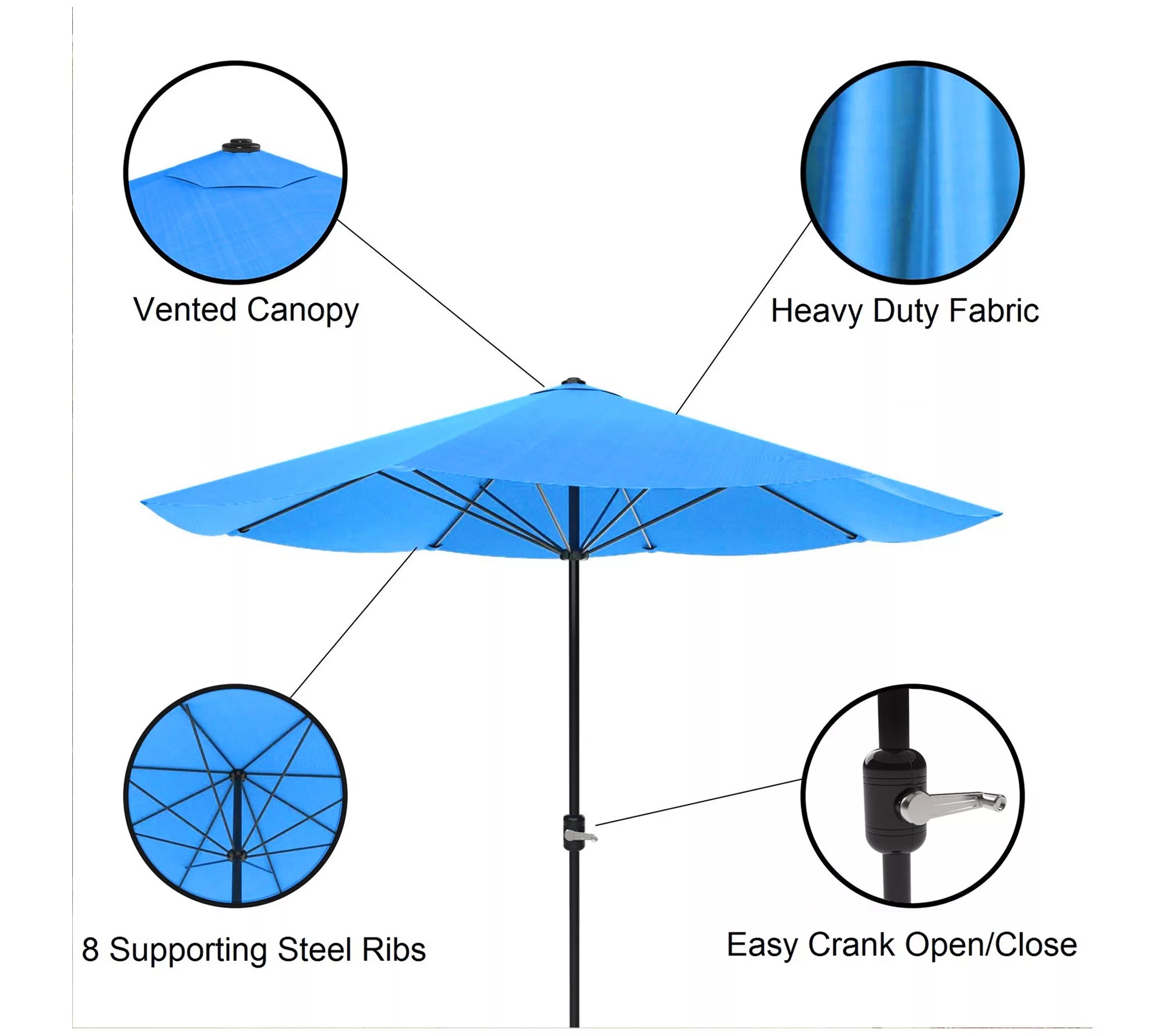 Pure Garden 9' Patio Umbrella with Easy Crank
