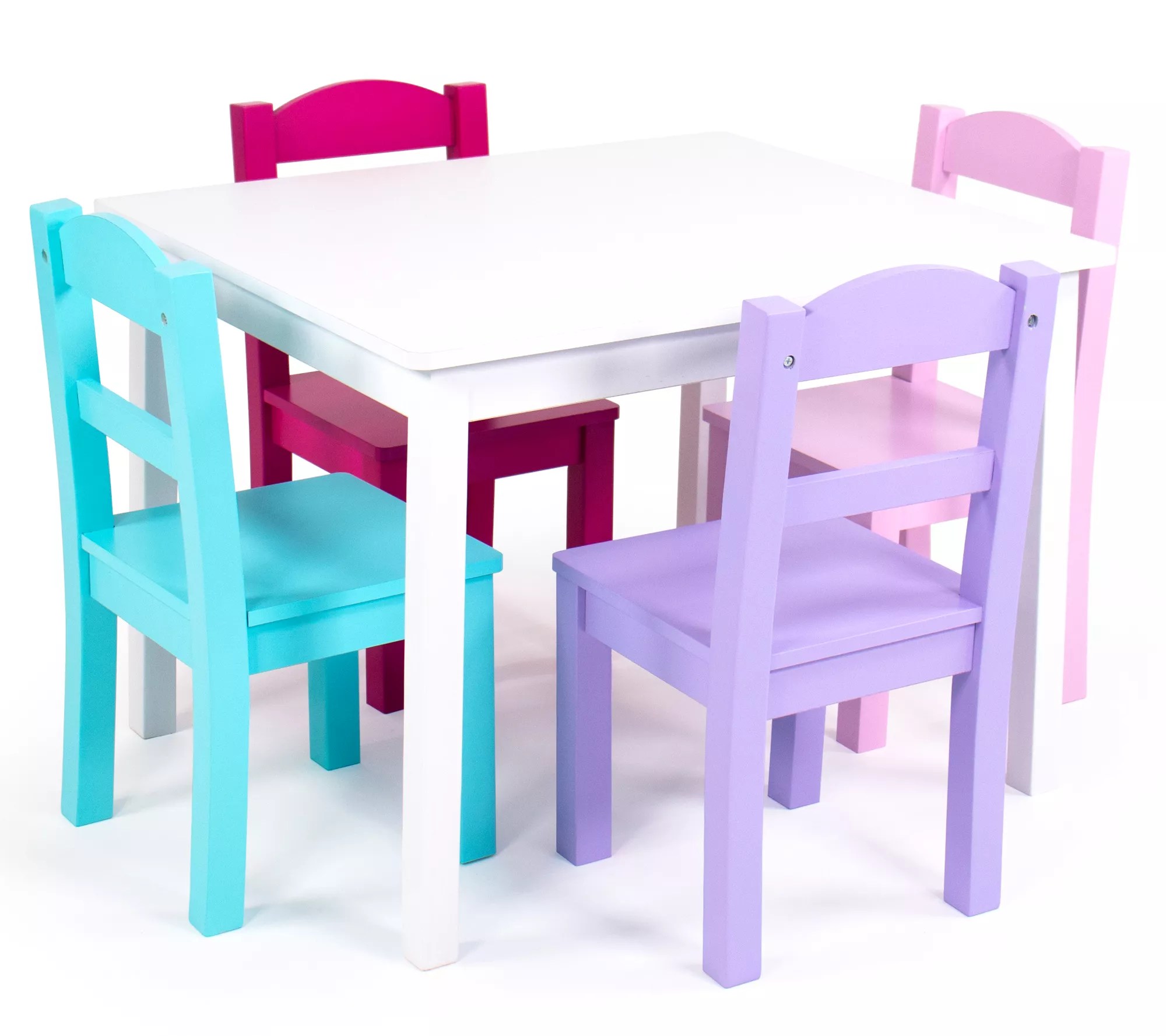 Kids Wood Table & Four Chairs Set