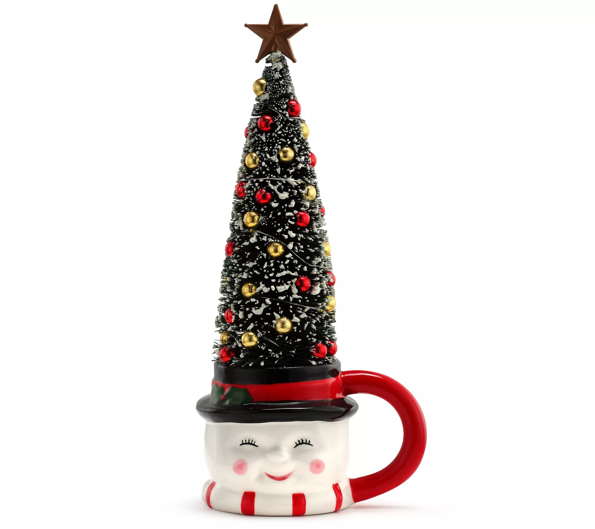 Mr. Christmas Lit Mug with Sisal Tree Snowman