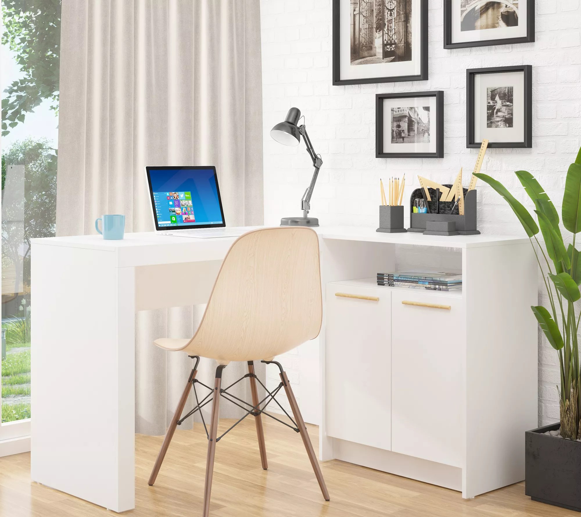 Manhattan Comfort Kalmar LShaped Office Desk
