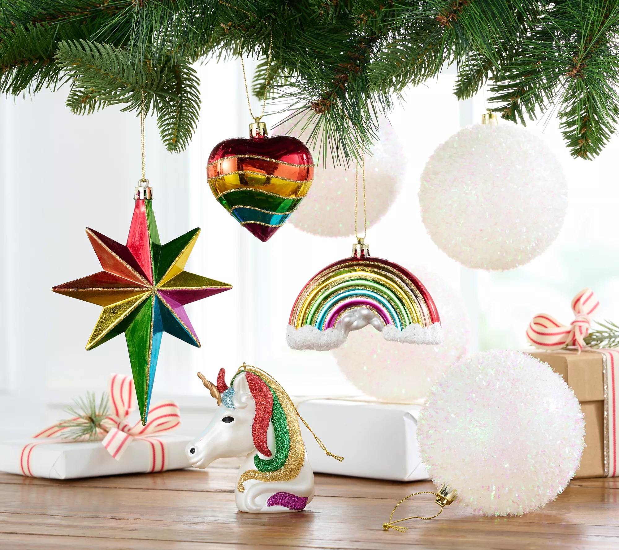 "As Is" Fierce Home Set of 8 Rainbow Ornaments
