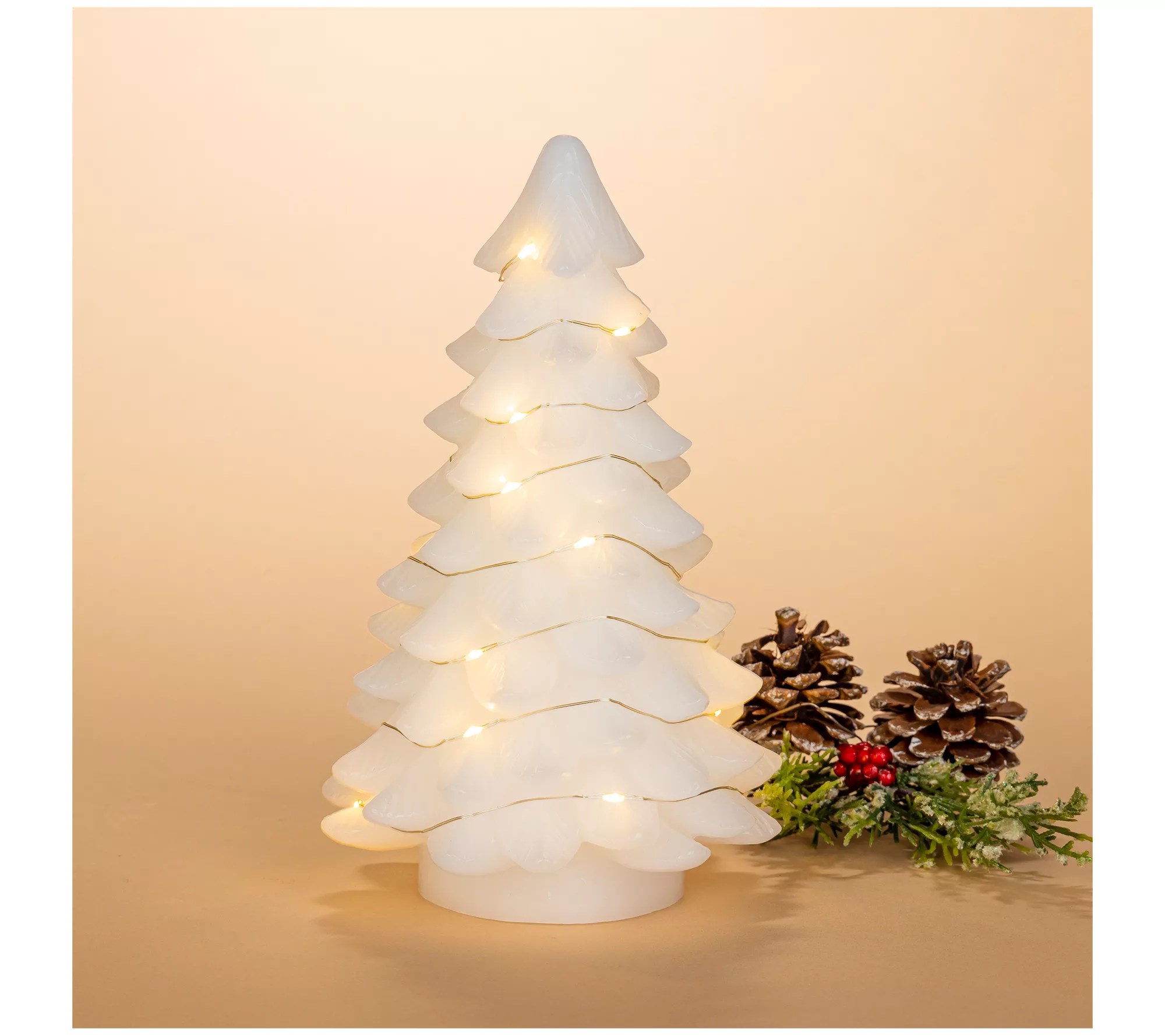 Set of 2 9.05in H Lighted White Christmas Tree by Gerson Co