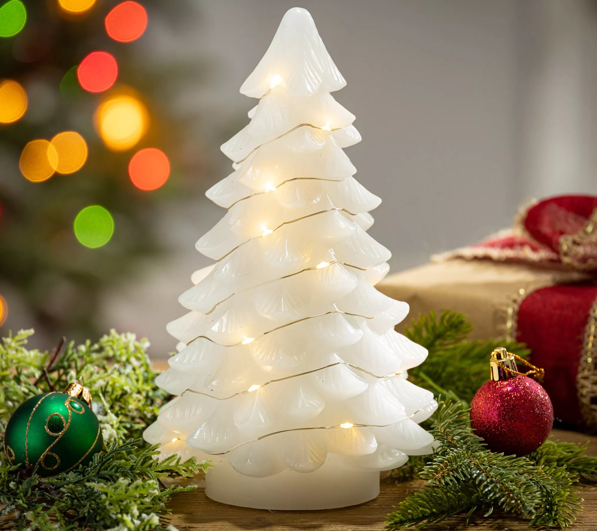 Set of 2 9.05in H Lighted White Christmas Tree by Gerson Co