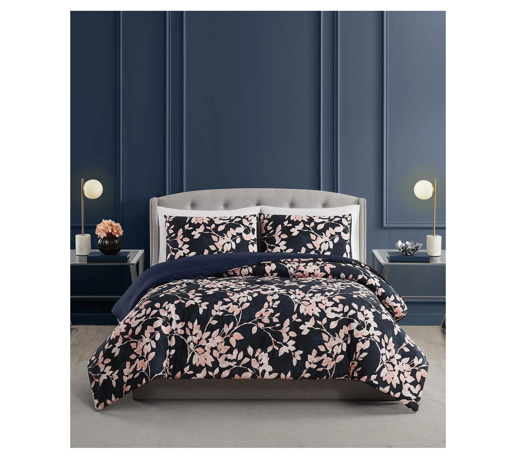 Vince Camuto Amaya Floral 3 Piece King Comforter Set
