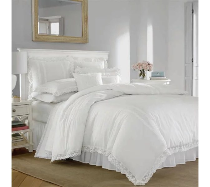 Laura Ashley Annabella White Full Queen Comforter Sham Set
