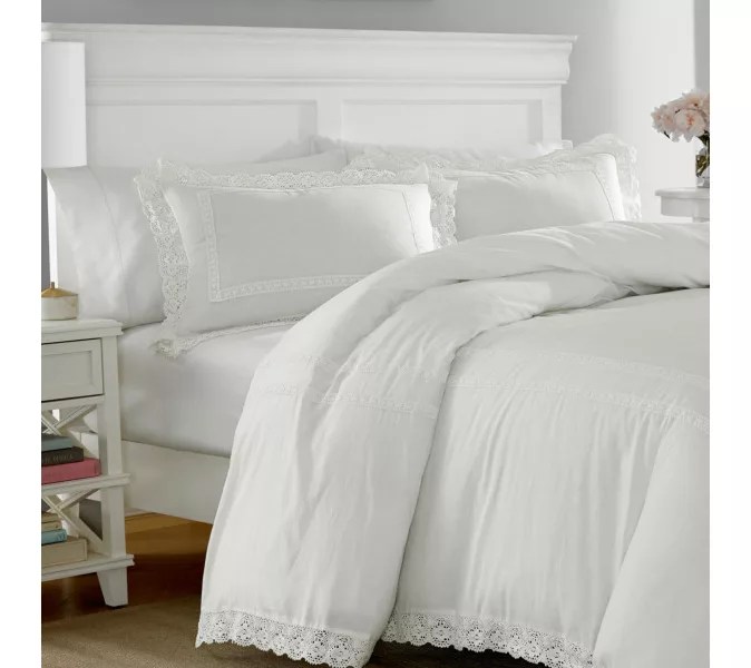 Laura Ashley Annabella White Full Queen Comforter Sham Set